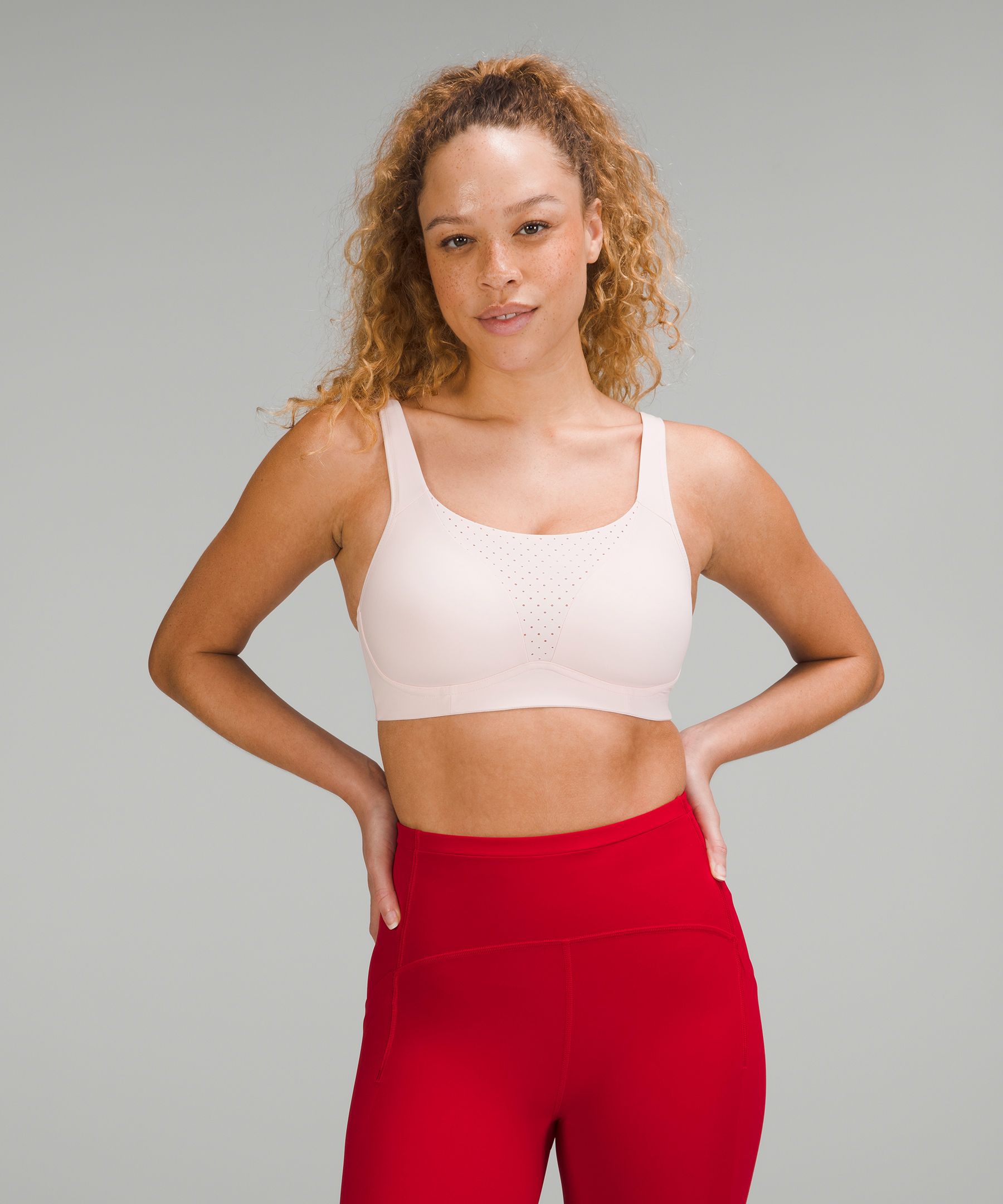 Lululemon Run Times Bra High Support, B-g Cups In Strawberry Milkshake