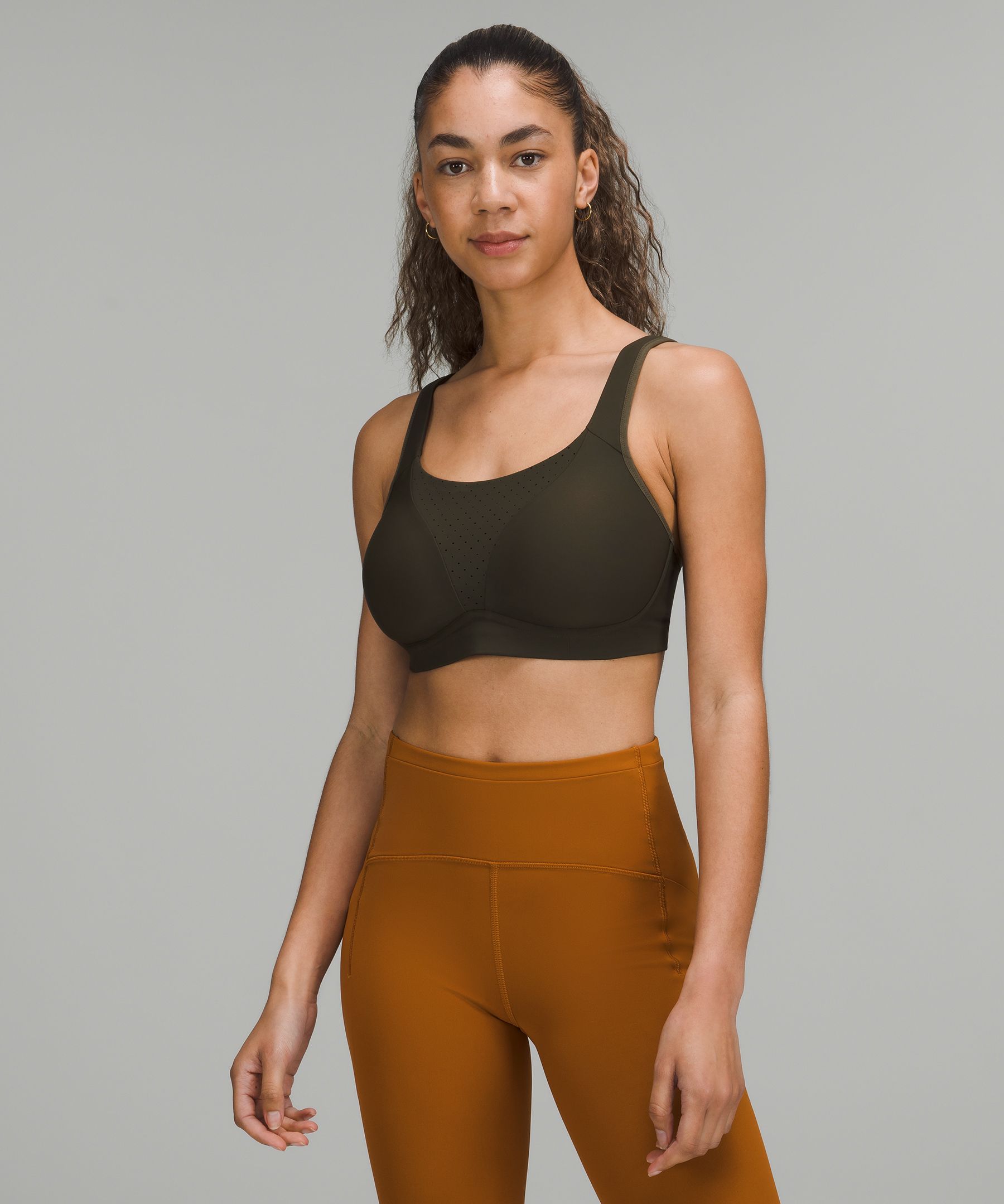 Lululemon Run Times Bra High Support, B-g Cups In Dark Olive