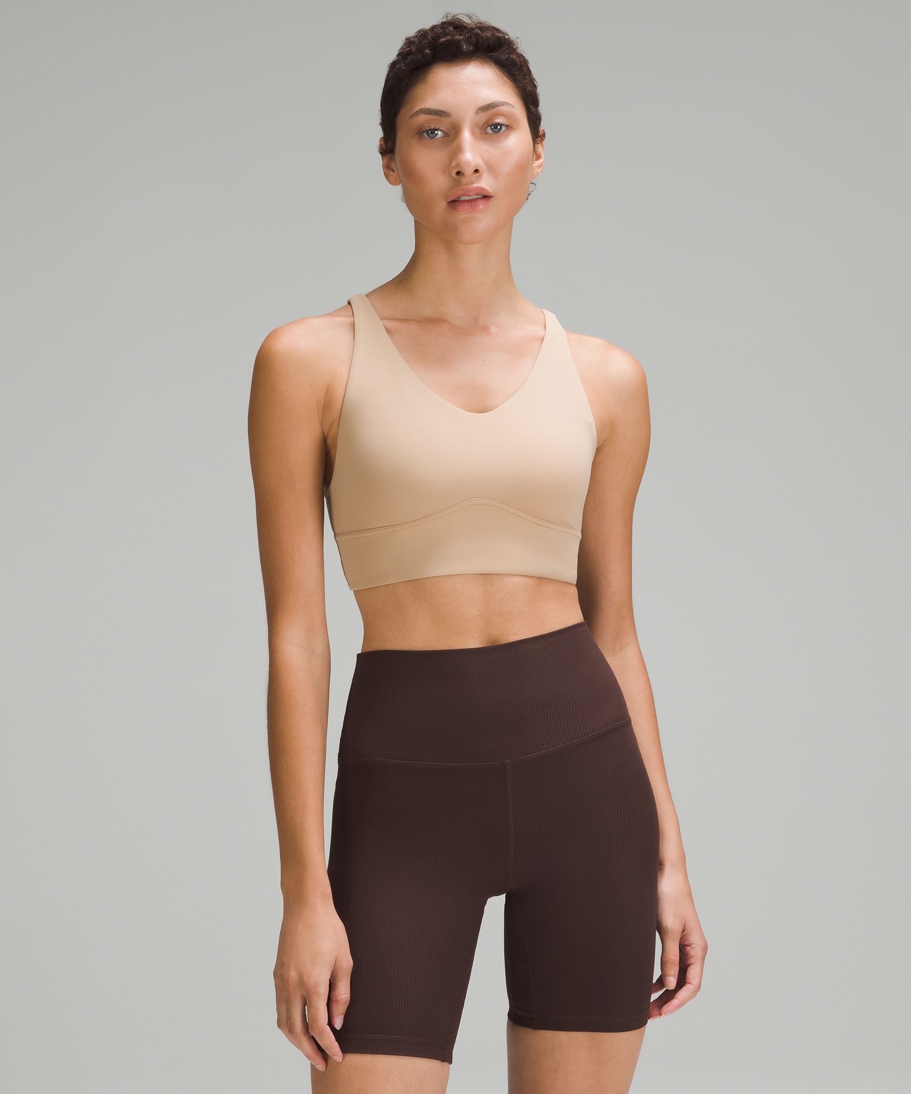 Lululemon In Alignment Longline Bra In Neutral