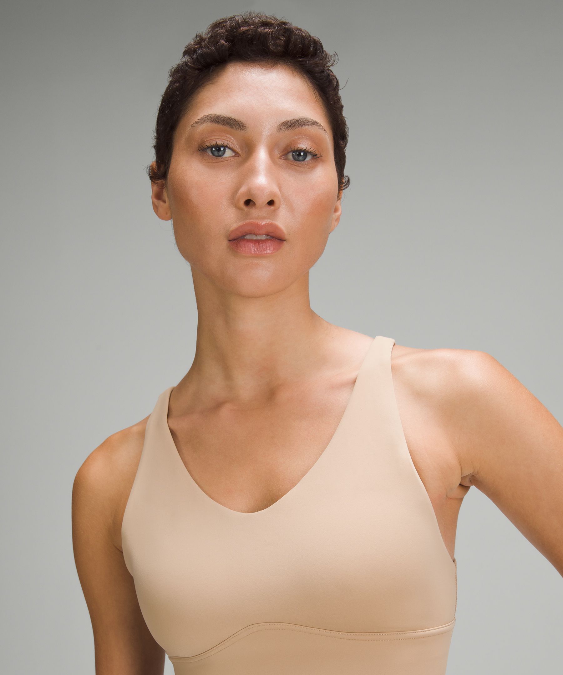 Lululemon In Alignment Longline Bra In Neutral