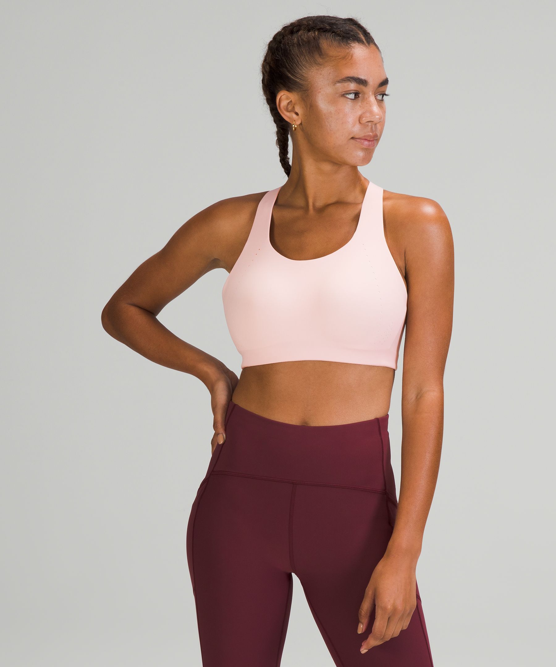 Lululemon Airsupport Bra High Support, C-ddd Cups In Pink Mist/white Opal