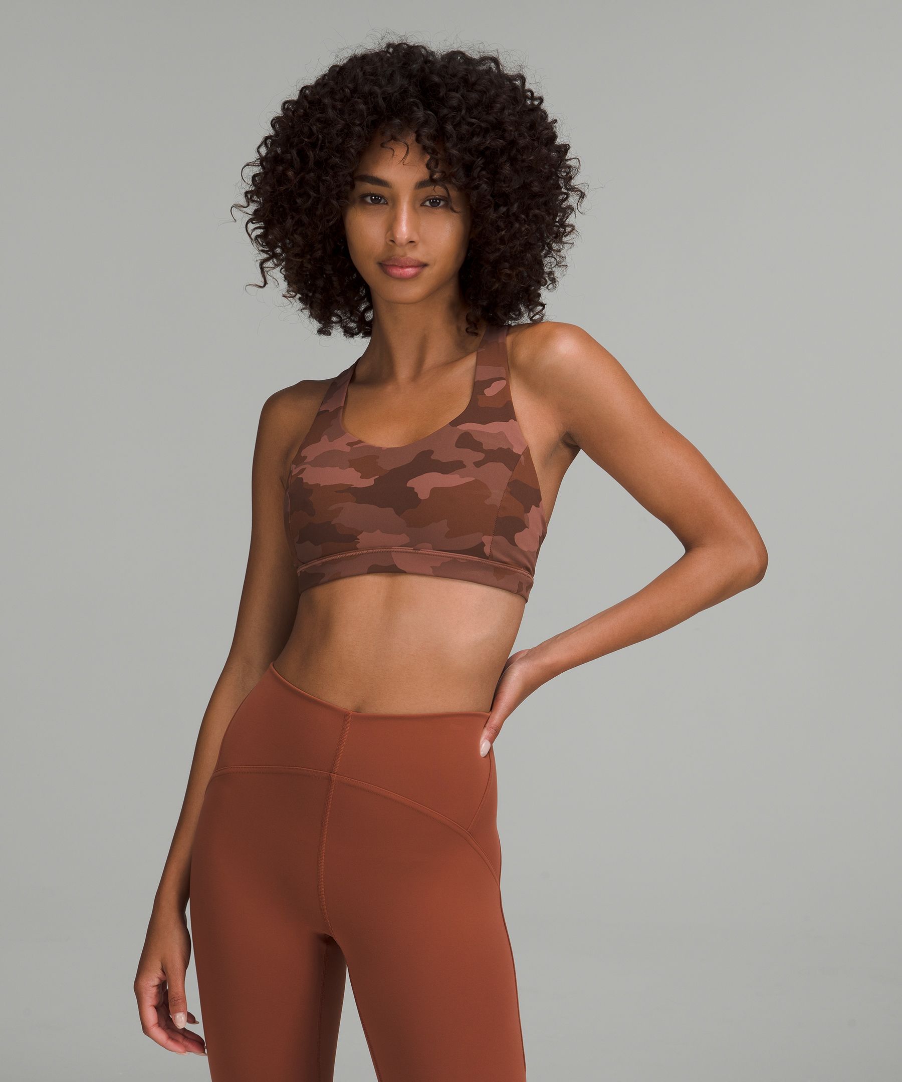 Lululemon Free To Be Serene Bra Light Support, C/d Cup In Heritage 365 Camo Roasted Brown Multi