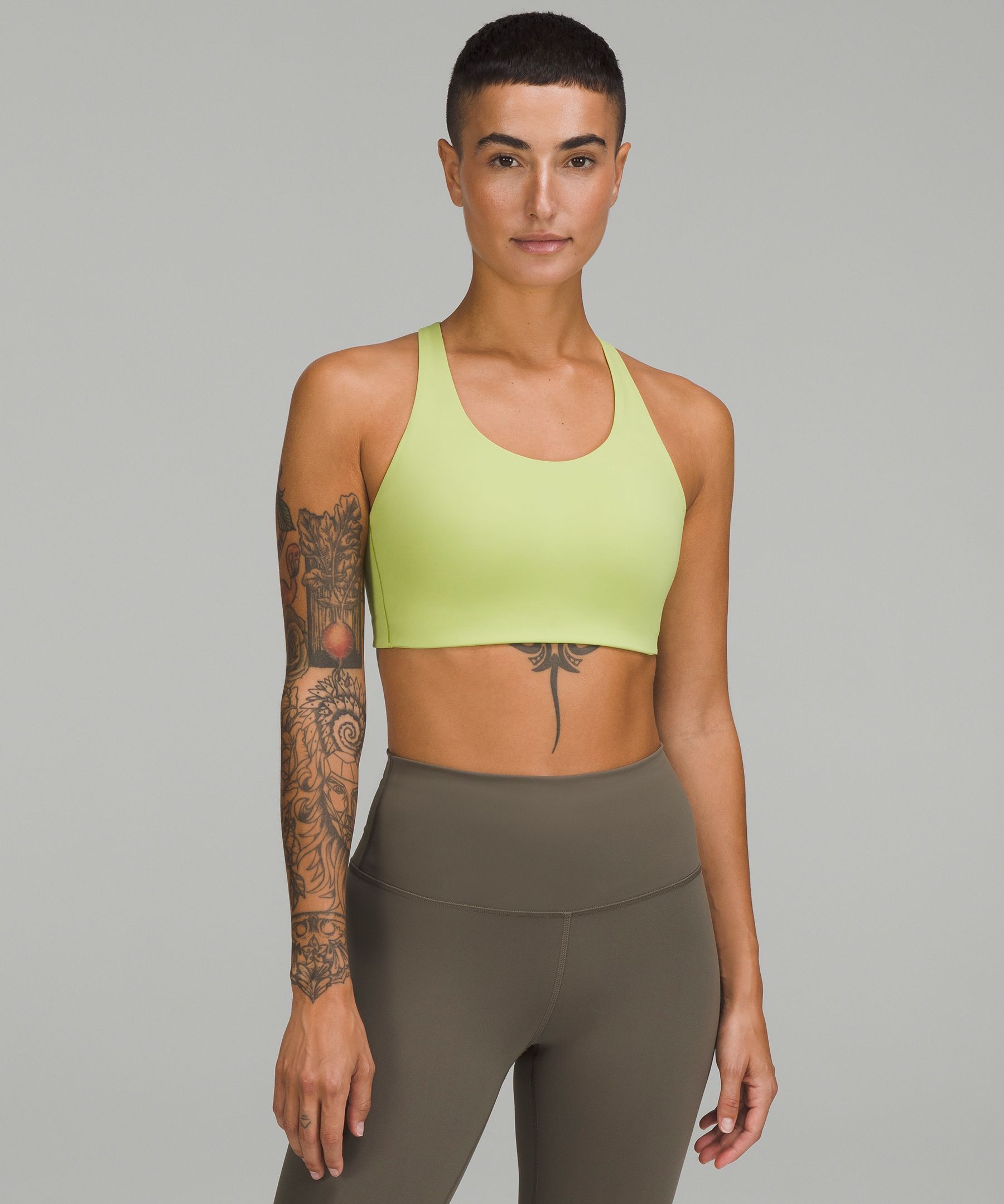 Lululemon Energy Bra High Support, B-ddd Cups In Yellow Serpentine