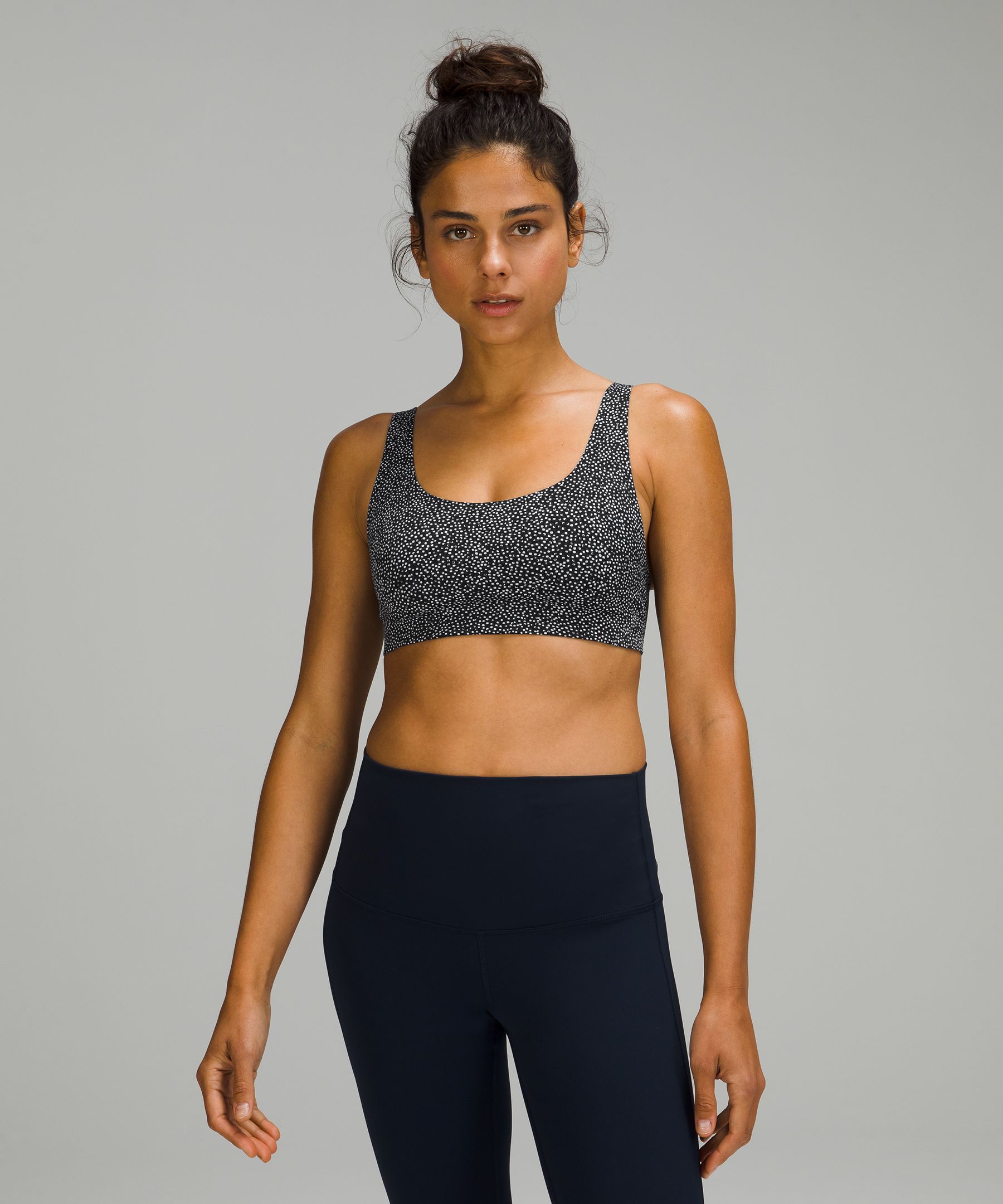 Lululemon In Alignment Straight-strap Bra *light Support, A/b Cups Online  Only In Double Dimension Starlight Black