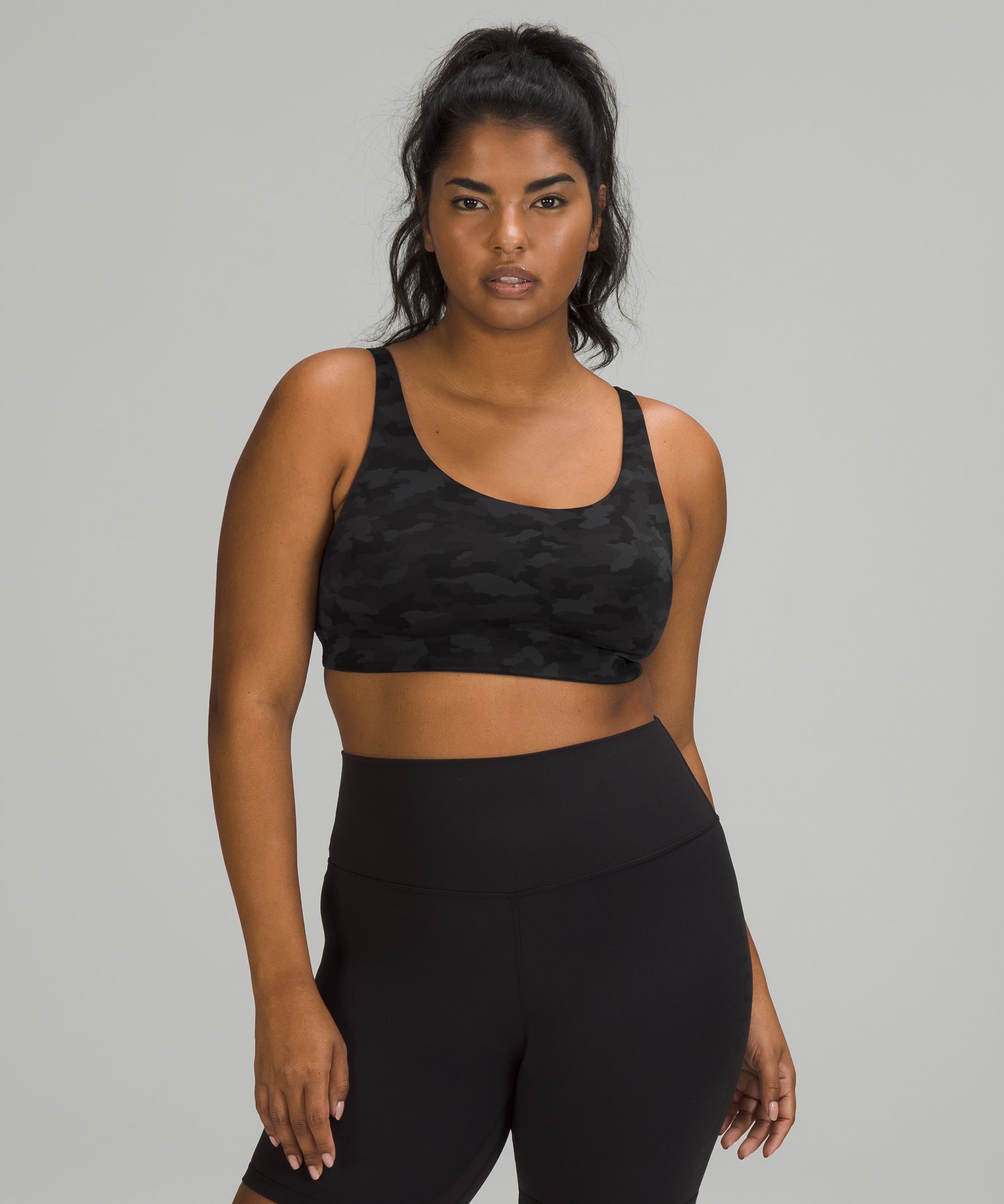 Lululemon In Alignment Straight-strap Bra Light Support, C/d Cup In Heritage 365 Camo Mini Deep Coal