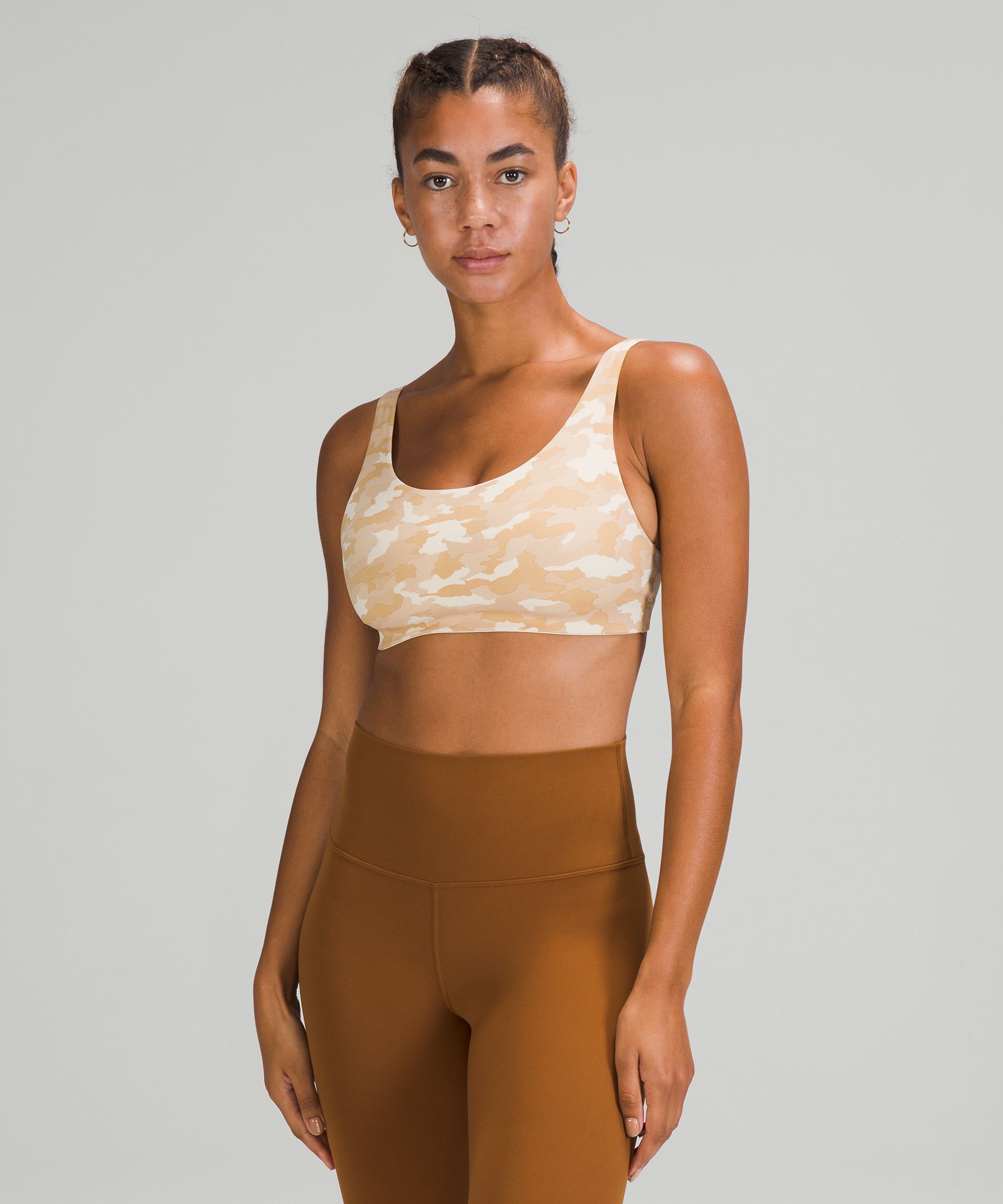 Lululemon In Alignment Straight-strap Bra Light Support, C/d Cup In Heritage 365 Camo Mini Pecan Tan