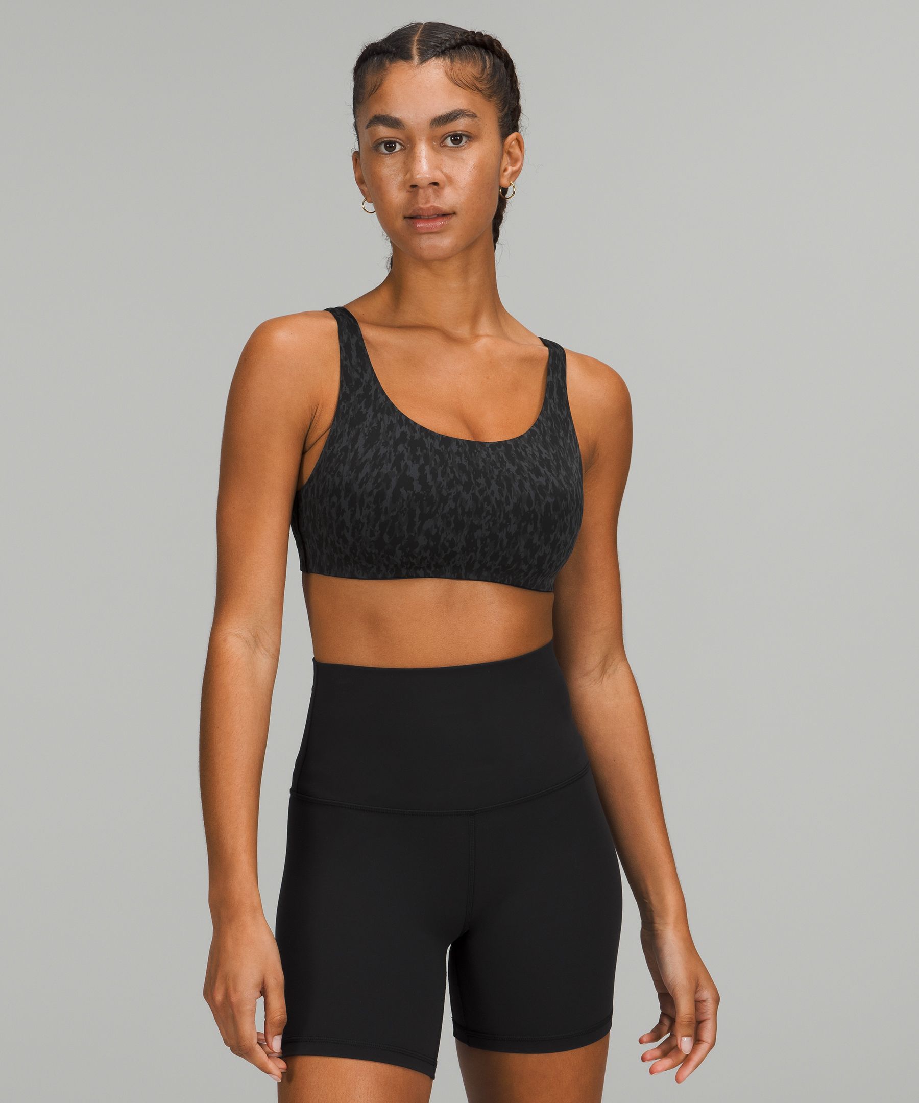 Lululemon In Alignment Straight-strap Bra Light Support, C/d Cup In Leopard  Camo Deep Coal