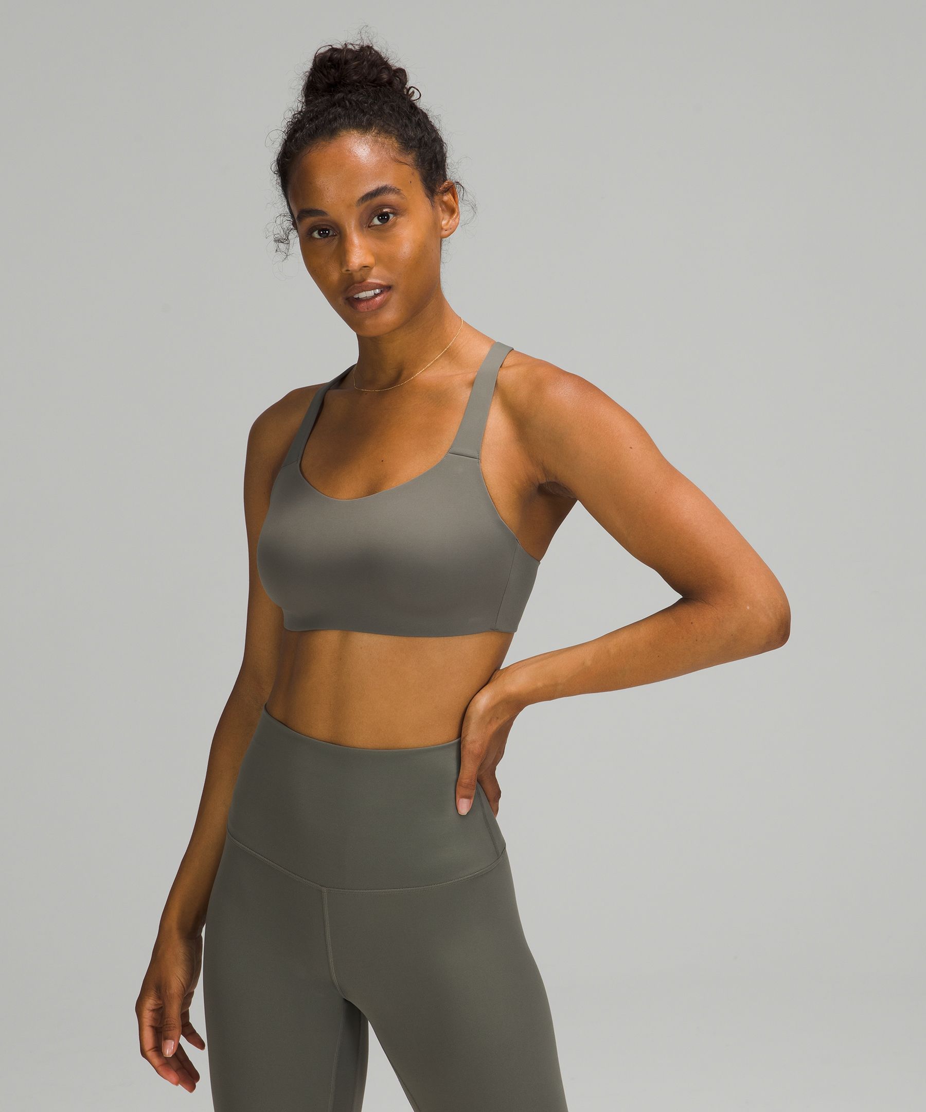 Lululemon Adapt And Align Bra Light Support, C-e Cups In Grey Sage
