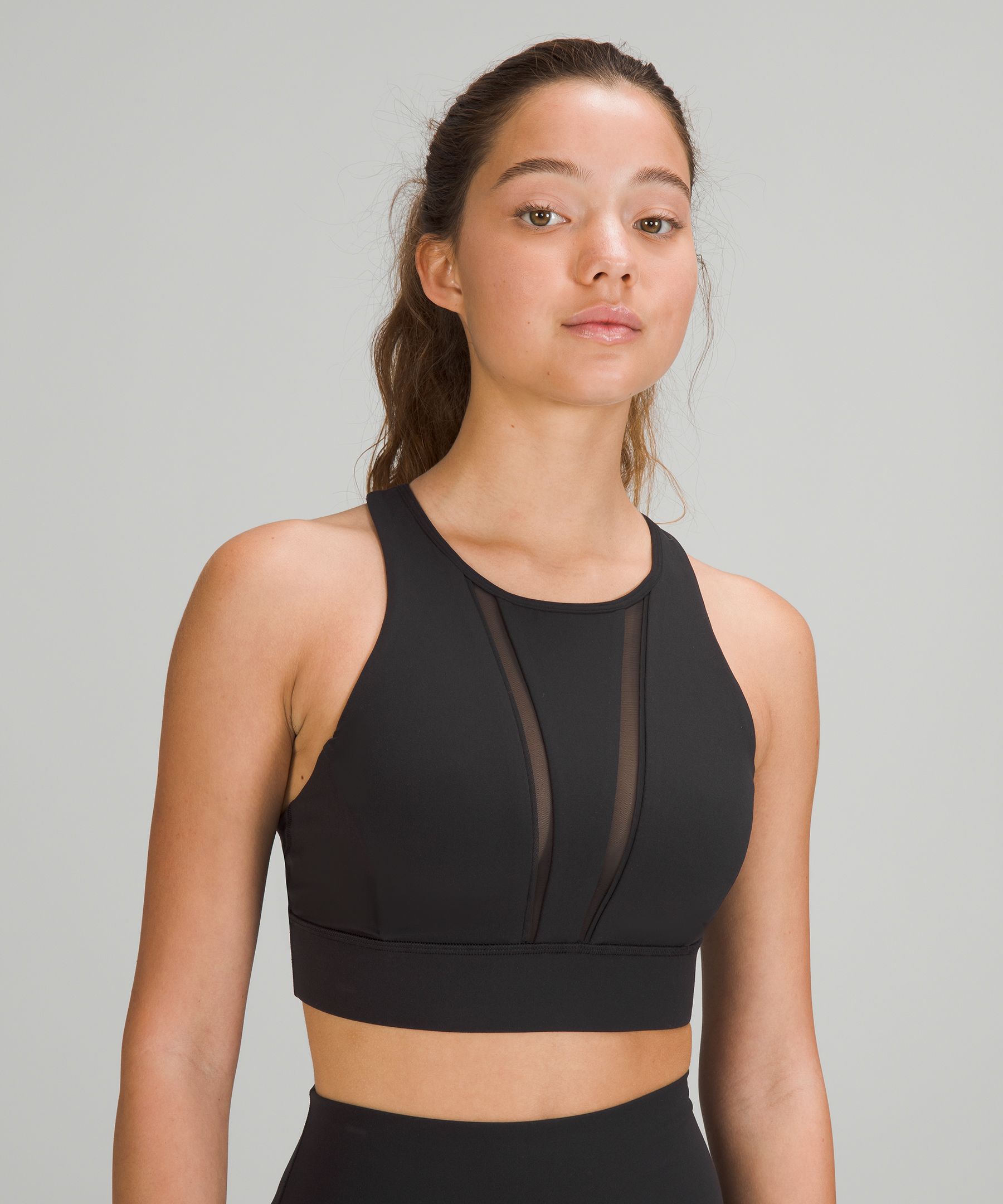 High Neck Mesh Overlay Sports Bra – SwagGearWV