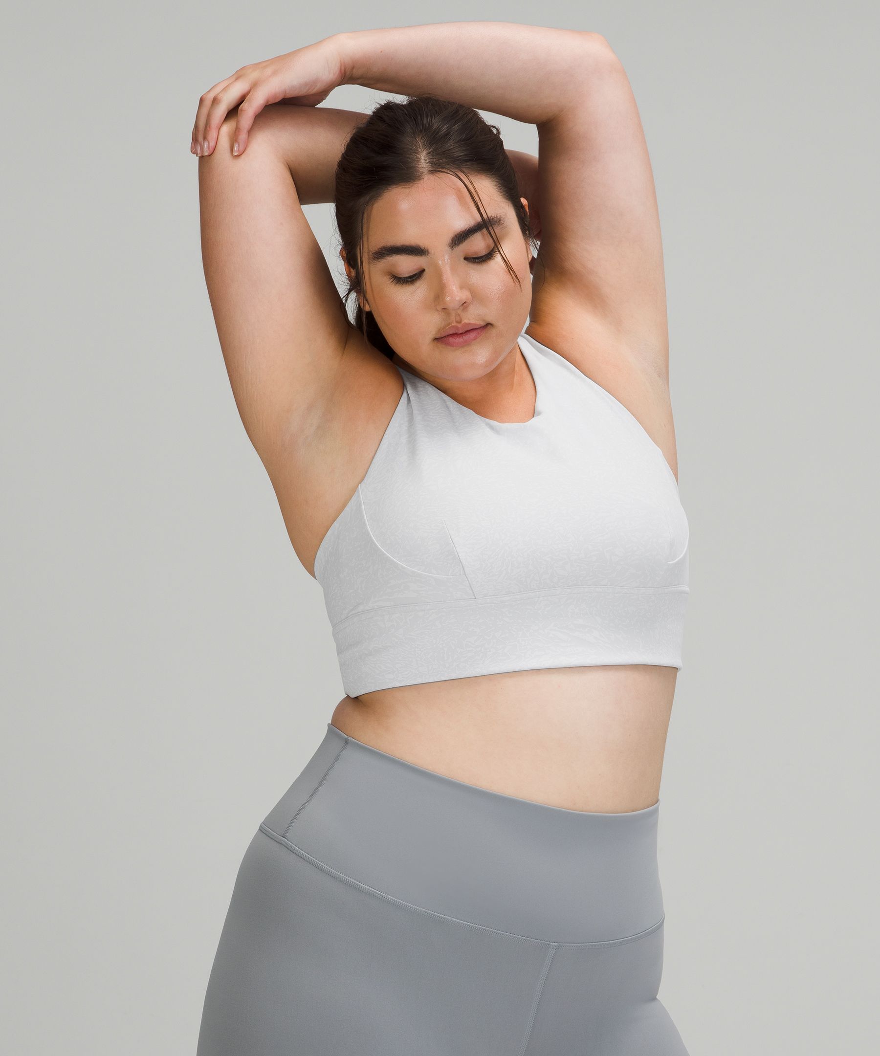 Lululemon Wunder Train Longline Bra *medium Support, C/d Cup In Crunch Starlight Alpine White