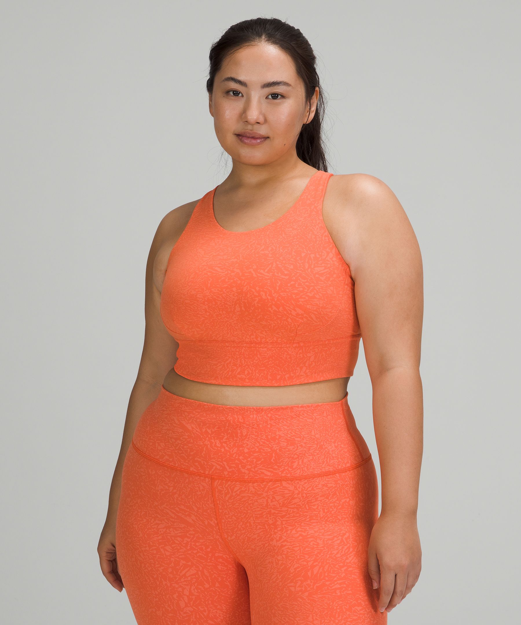 Lululemon Wunder Train Longline Bra Medium Support, C/d Cup In Crunch Warm Coral