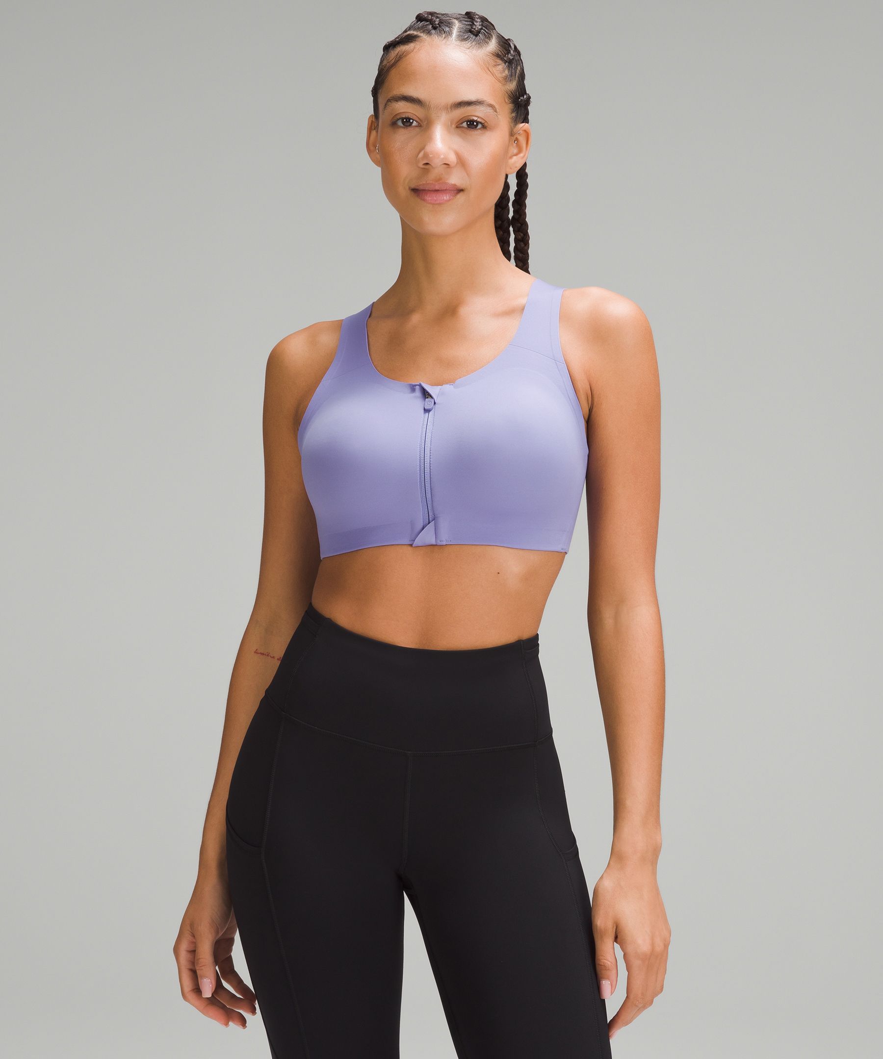 LULULEMON Enlite Bra Zip Front (Black, 32D) at  Women's