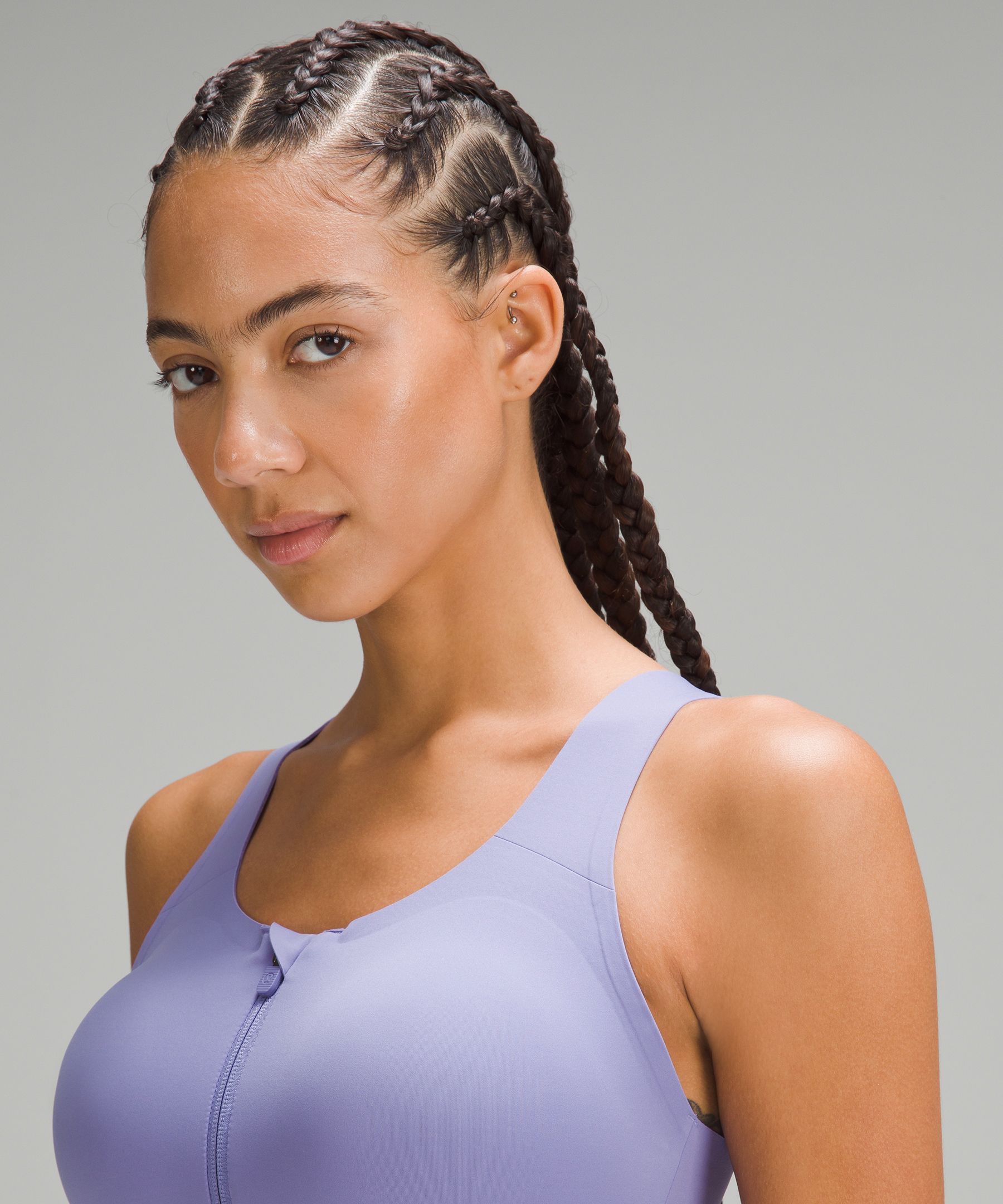 Lululemon Enlite Front-zip Bra In Purple