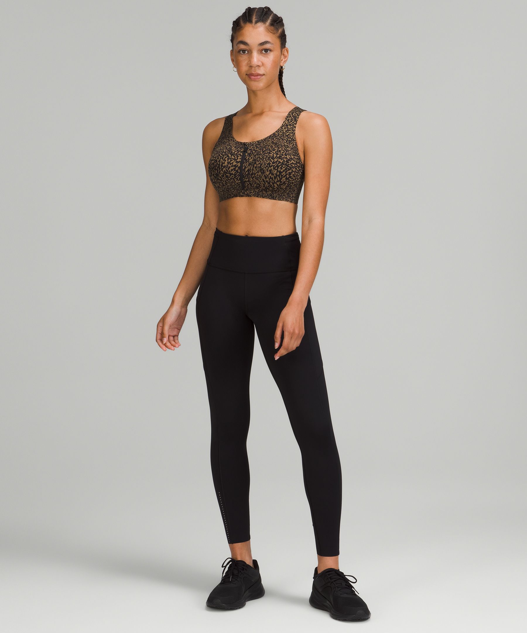 Lululemon Enlite Bra Zip Front in Black High Support