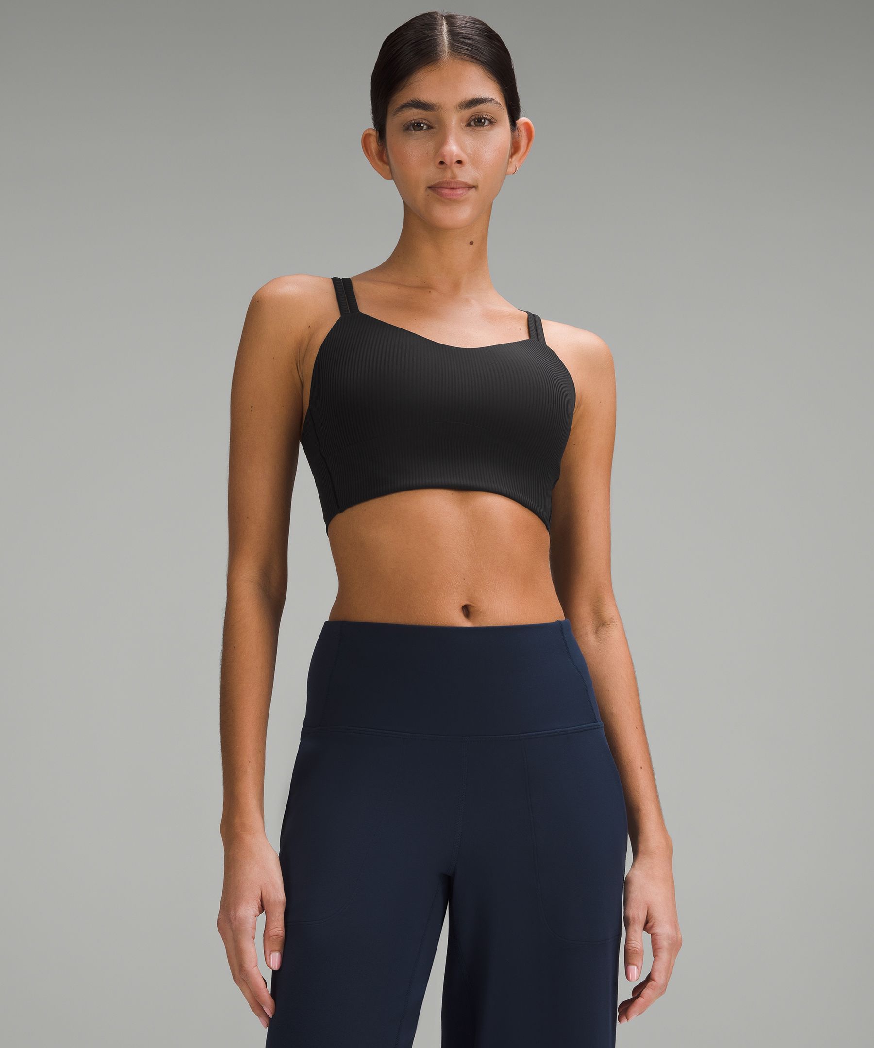 Lululemon Like A Cloud Ribbed Longline Bra Light Support, B/c Cup In Black