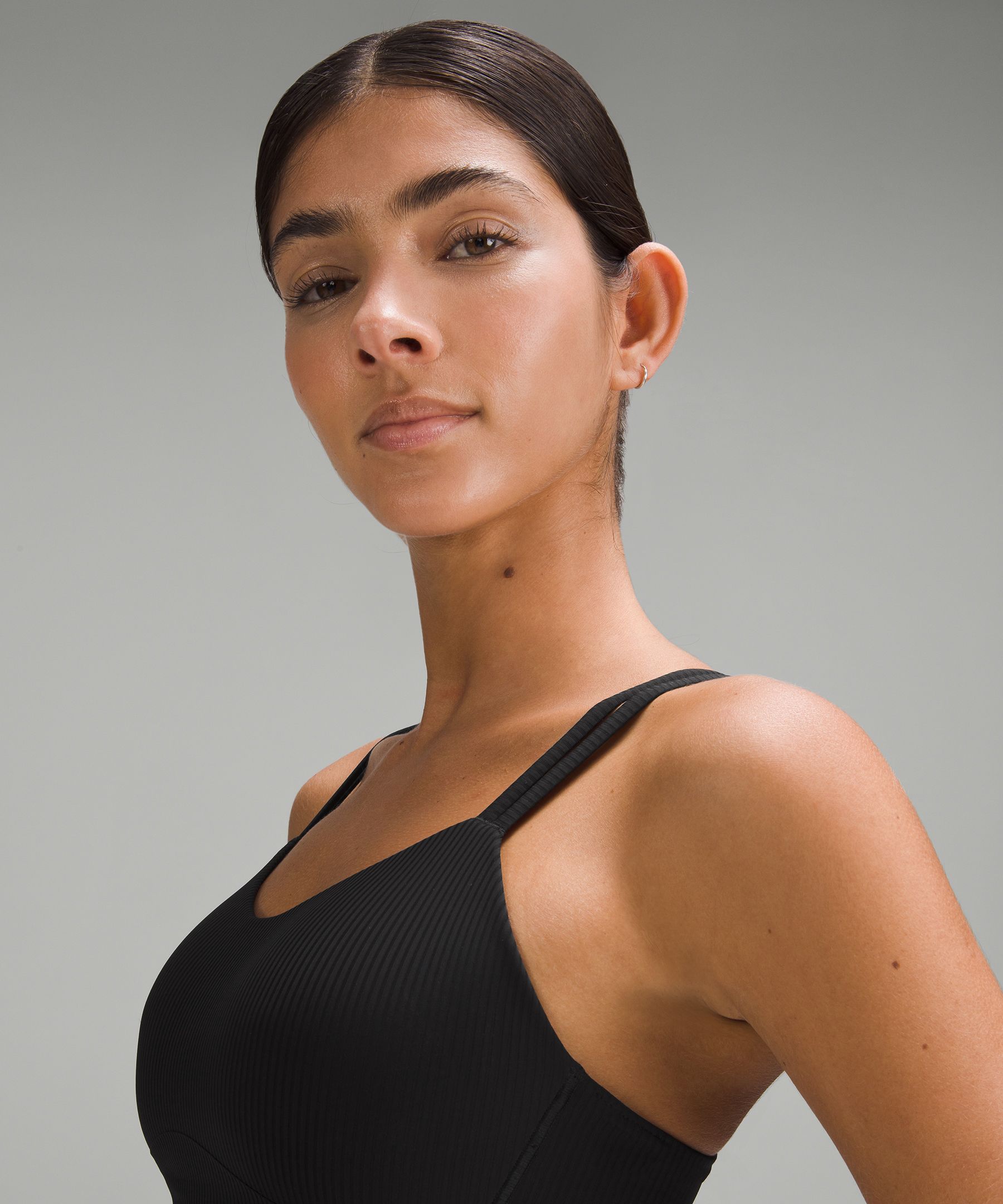 Lululemon Like A Cloud Ribbed Longline Bra Light Support, B/c Cup In Black