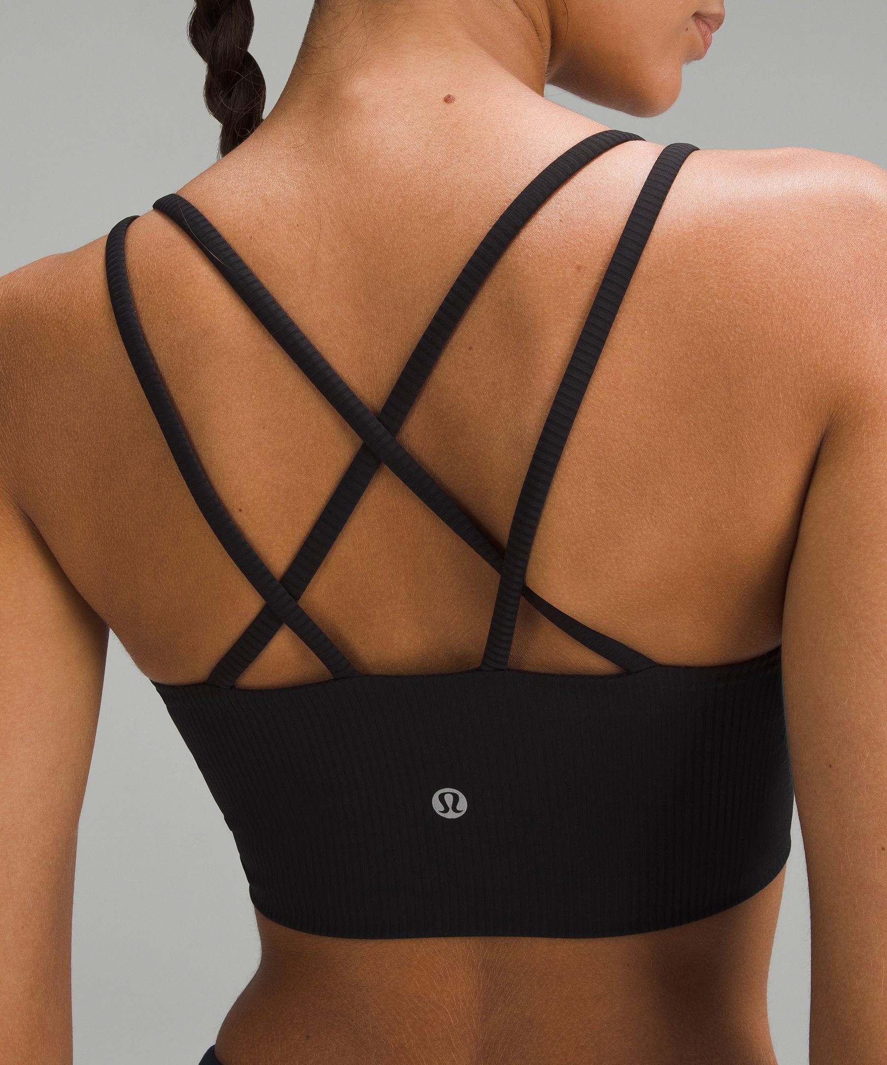 Lululemon Like A Cloud Ribbed Longline Bra Light Support, B/c Cup In Black