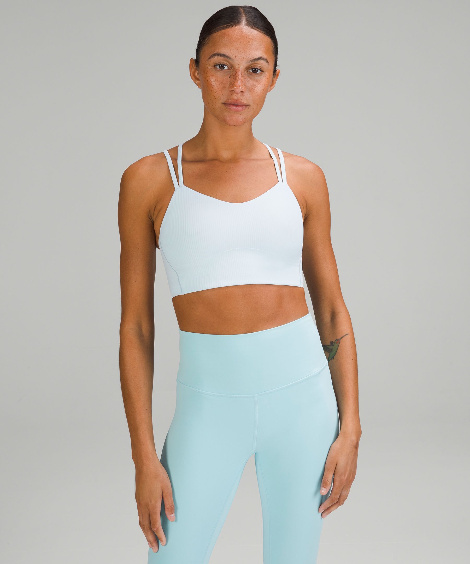 Lululemon Like A Cloud Ribbed Longline Bra Light Support, B/c Cup In Blue