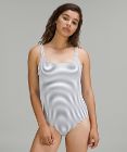 Waterside Square-Neck One-Piece Swimsuit *Smocked B/C Cup, Medium Bum Coverage