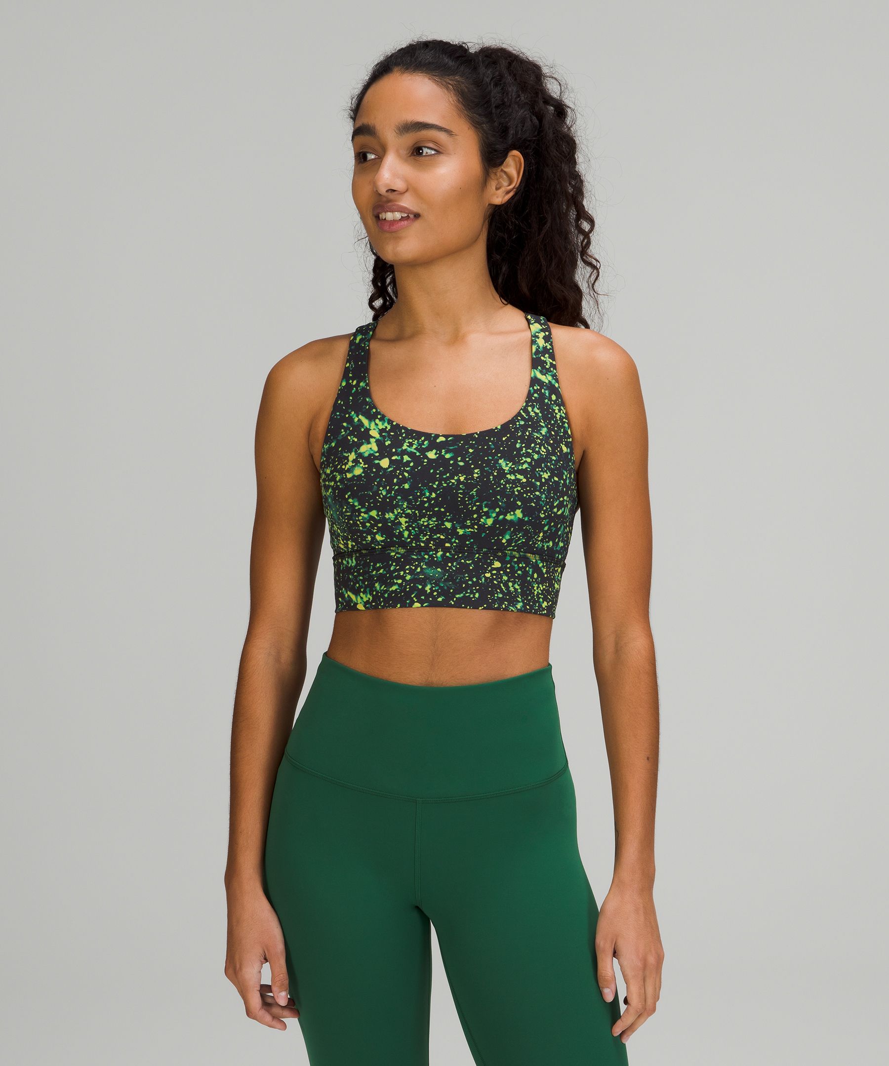 Lululemon Womens Kelly Green Energy Scoop-neck Stretch-woven Bra