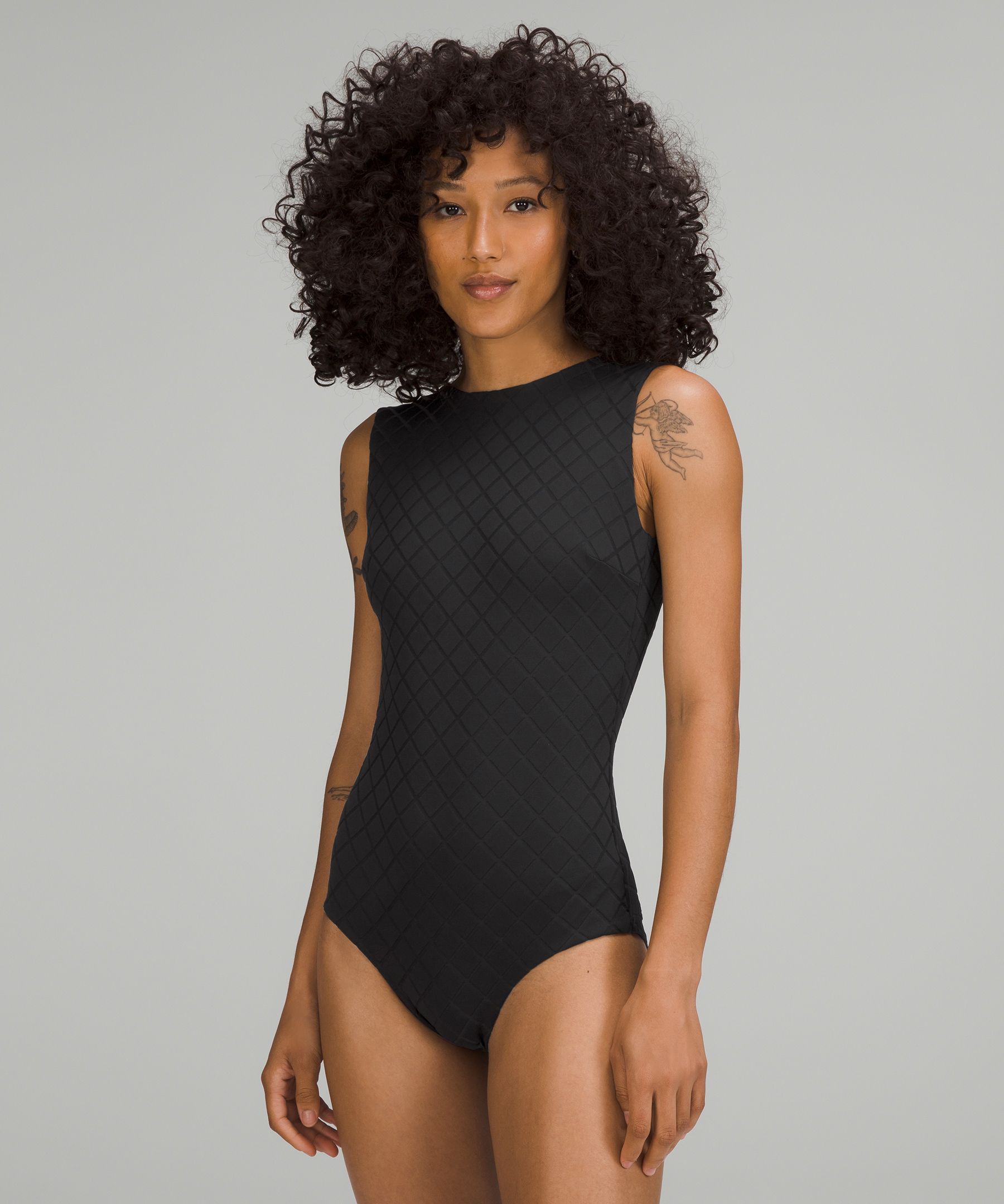 High neck one piece online