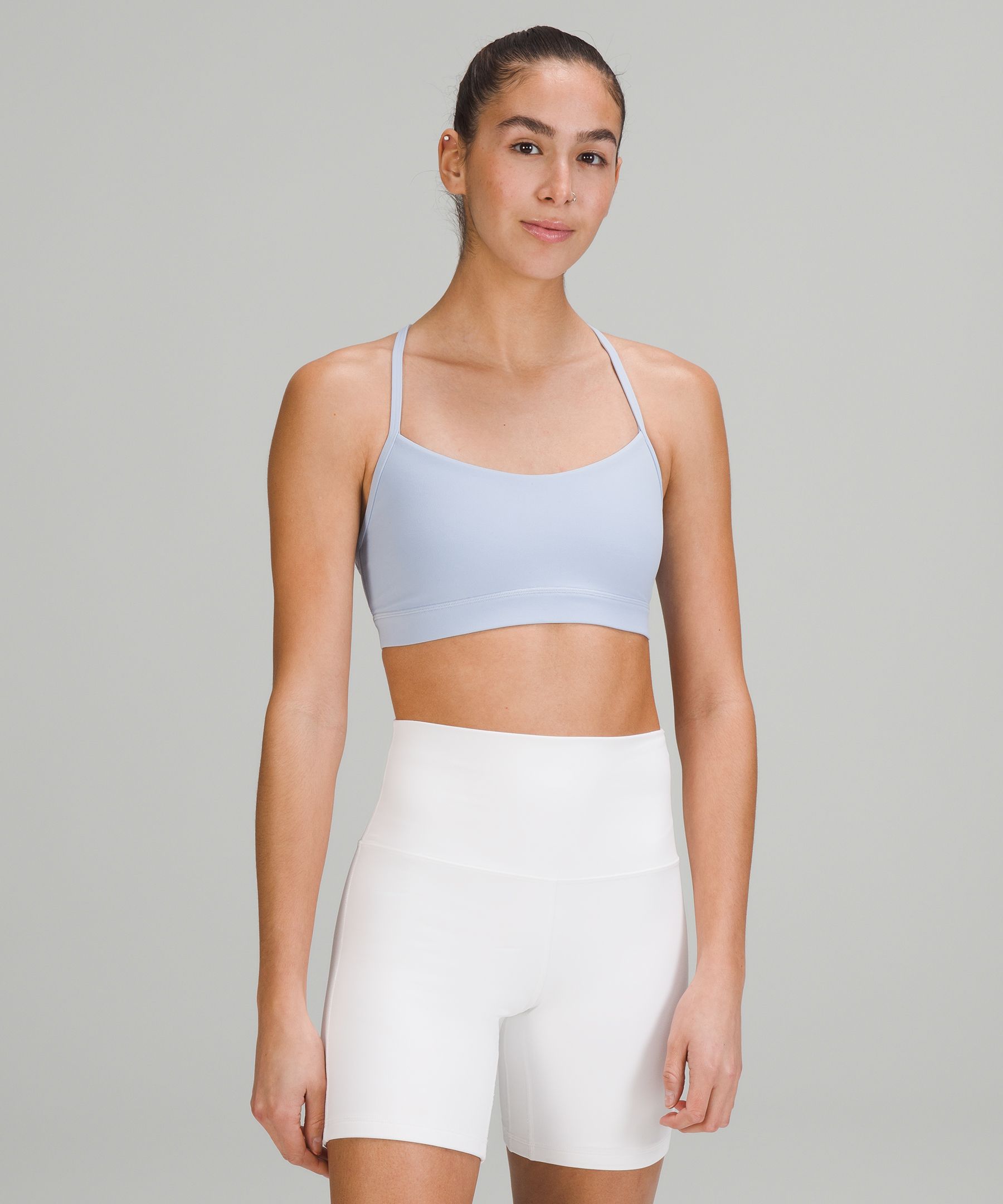 Lululemon Flow Y Adjustable Bra Light Support, A-c Cups In Blue Linen