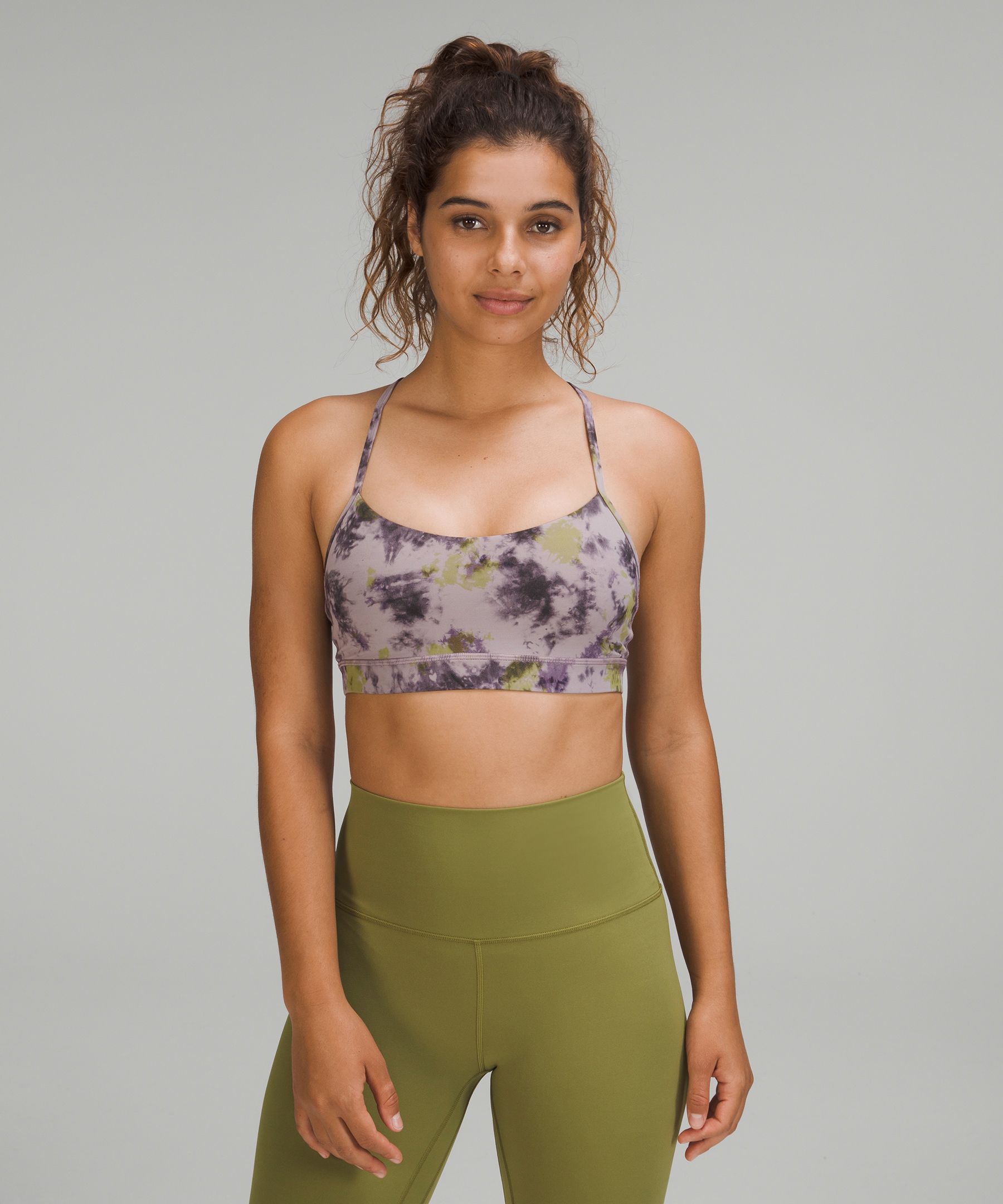 Lululemon Flow Y Adjustable Bra Light Support, A-c Cups In Radial Tie Dye Mauve Grey