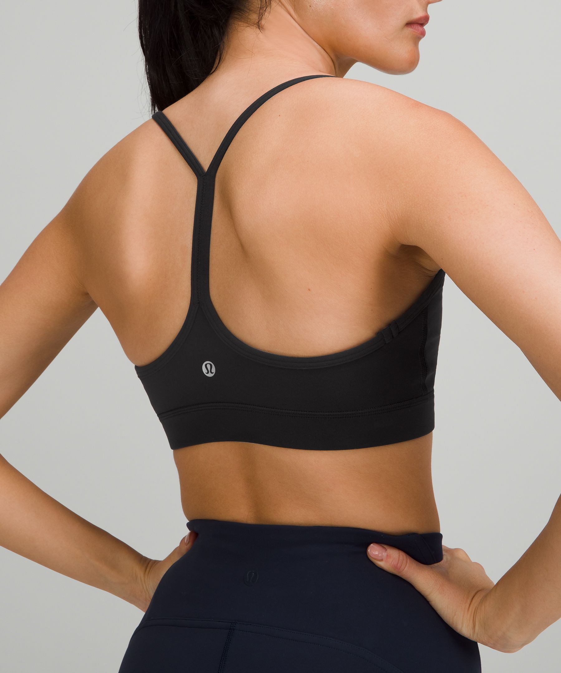 Lululemon Flow Y Bra IV - Apex Stripe Black White / Black - lulu fanatics