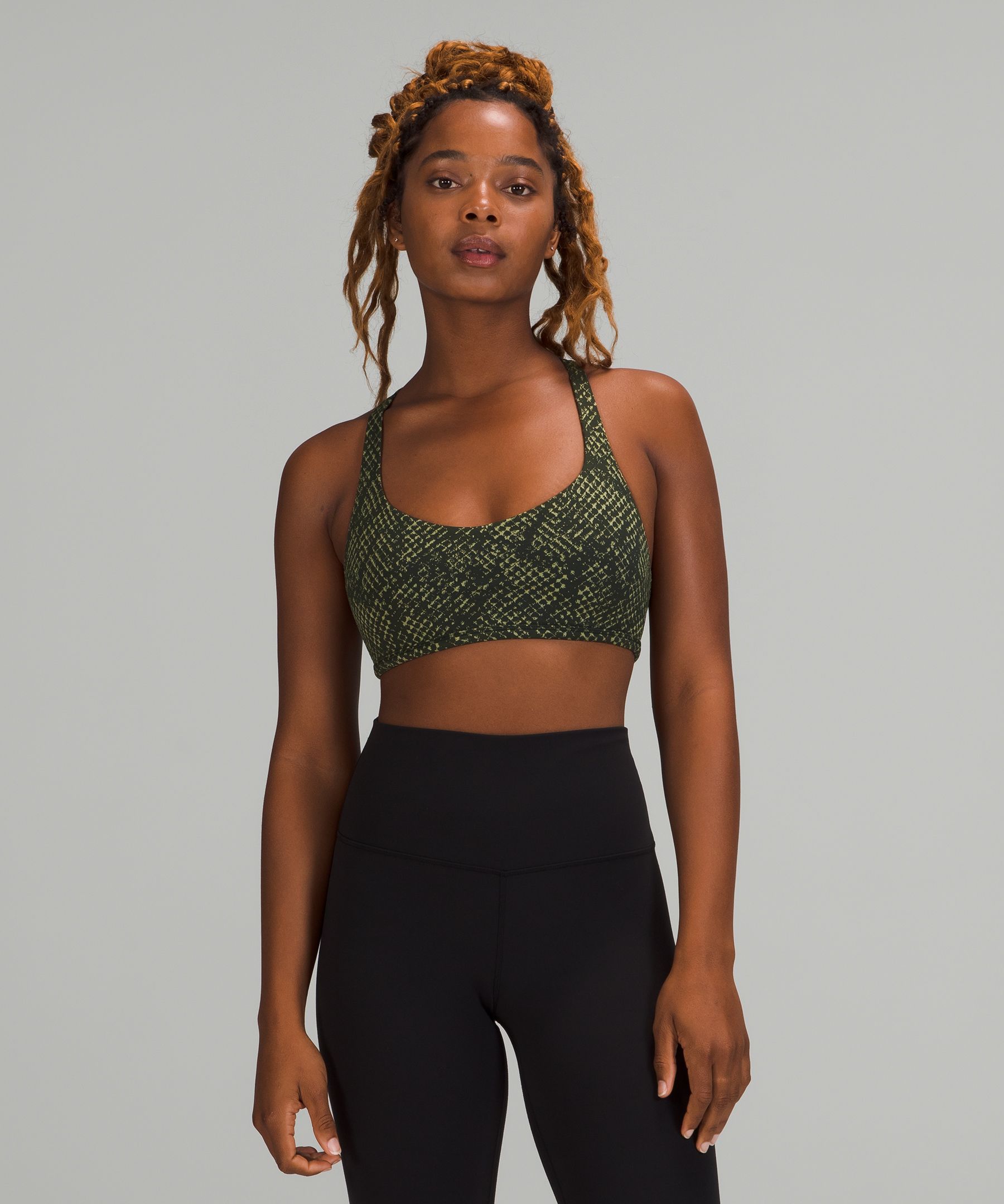 Lululemon Wild Light Support, A/b Cup In Reptilia Jacquard Rainforest Green Rosemary Green