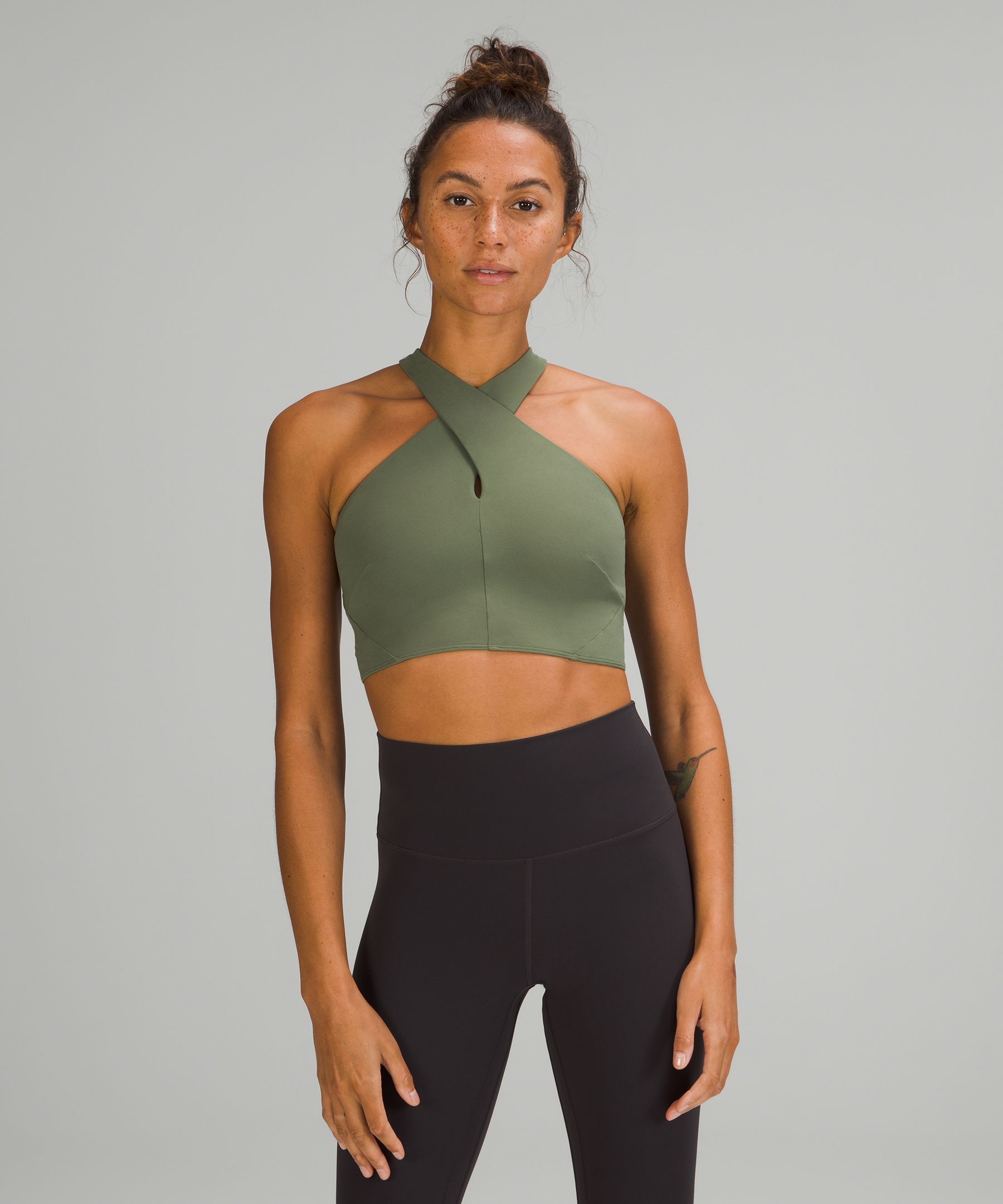 Lululemon Nulu Wrap-front Longline Bra Light Support, A/b Cup In Green