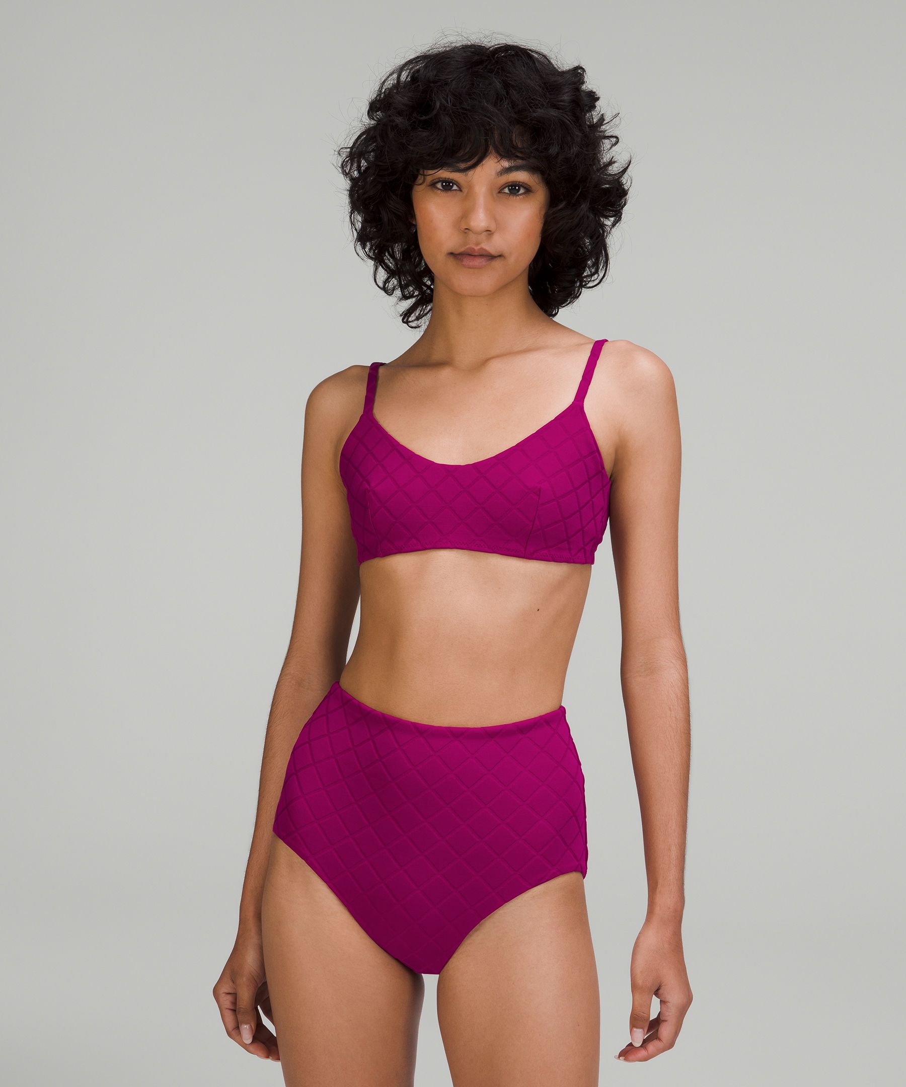 Lululemon Diamond Grid Swim Top A/b Cup In Magenta Purple ModeSens