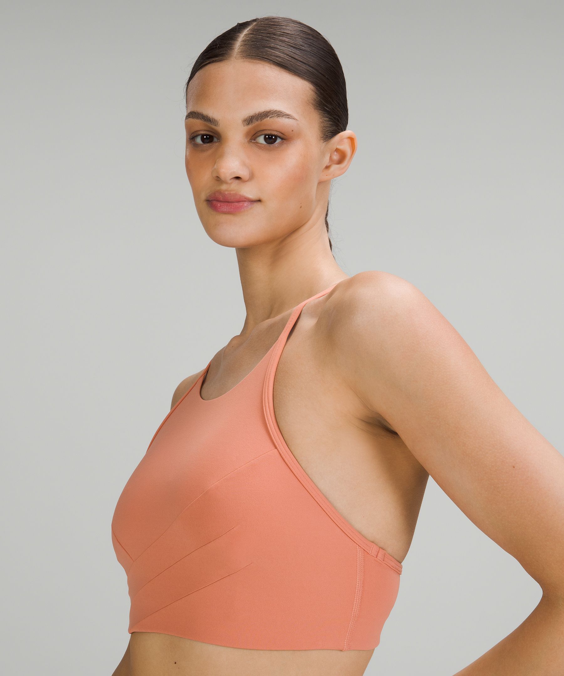 Flow Y Wrap Front High Neck Bra (8, Black) paired with Brown Earth