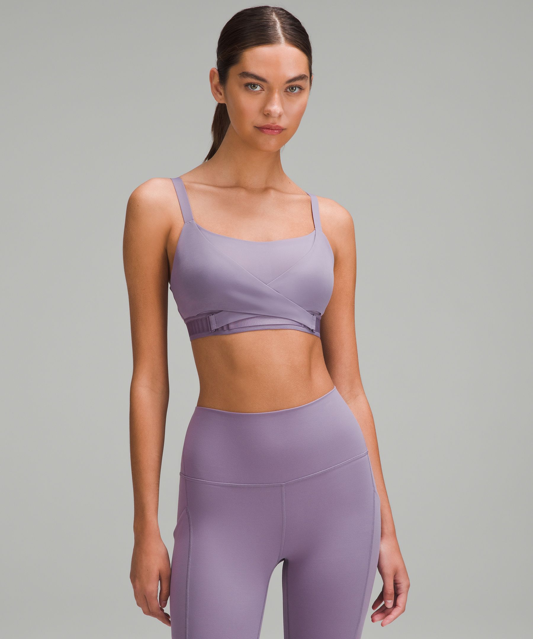 Lululemon 2 in 1 Tank Top with Attached Sports Bra Gray/Lavender Purple 6