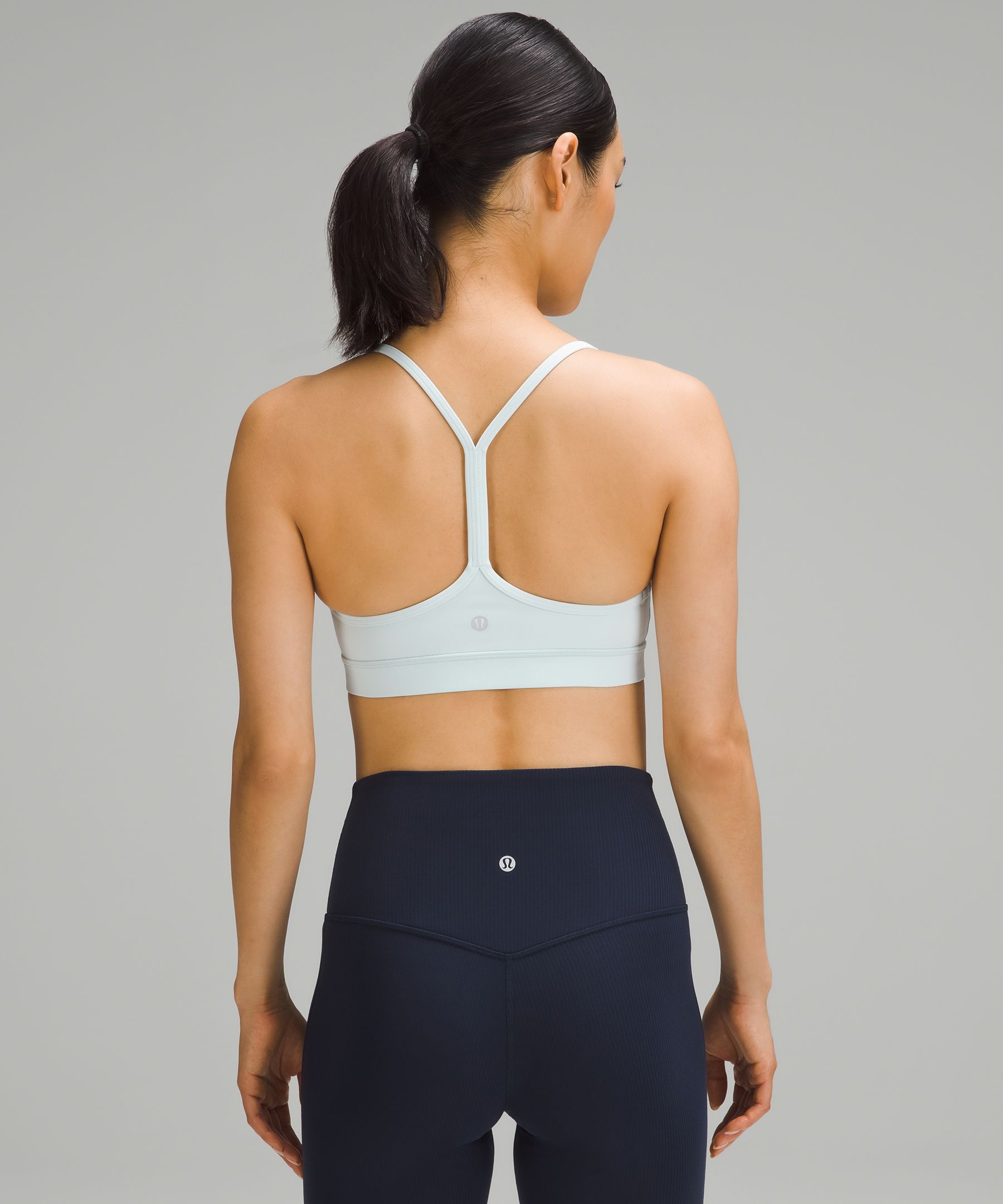 LULULEMON FLOW Y BRA IV ASSORTED STRIPE BLEACHED CORAL/BLACK 4/XS