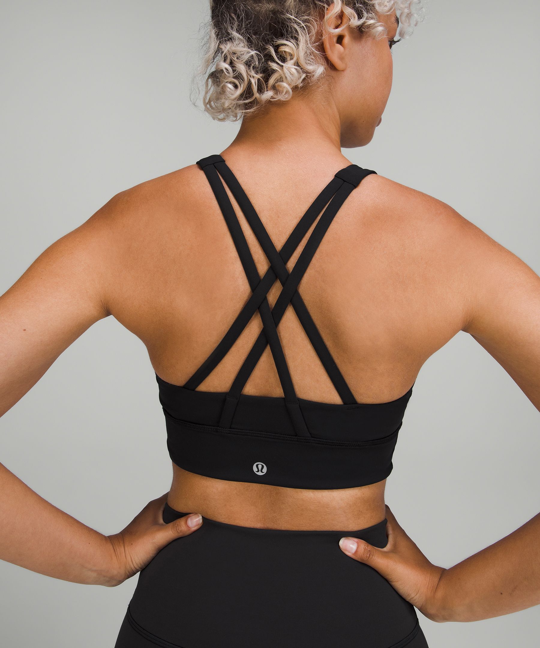 Lululemon Energy Bra High Neck Long Line *Medium Support, B-D Cup - Black -  lulu fanatics