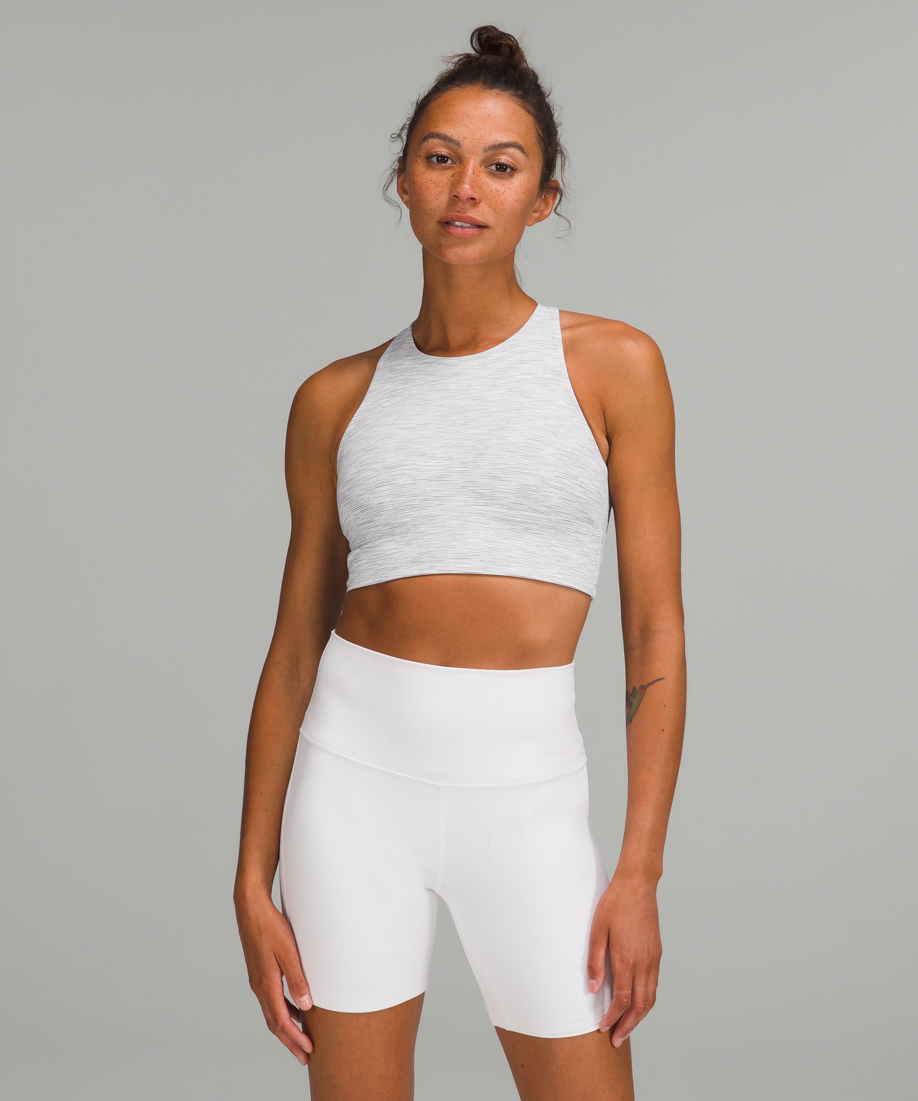 Lululemon Free To Be High-neck Longline Bra - Wild Light Support, A/b Cup In Wee Are From Space Nimbus Battleship