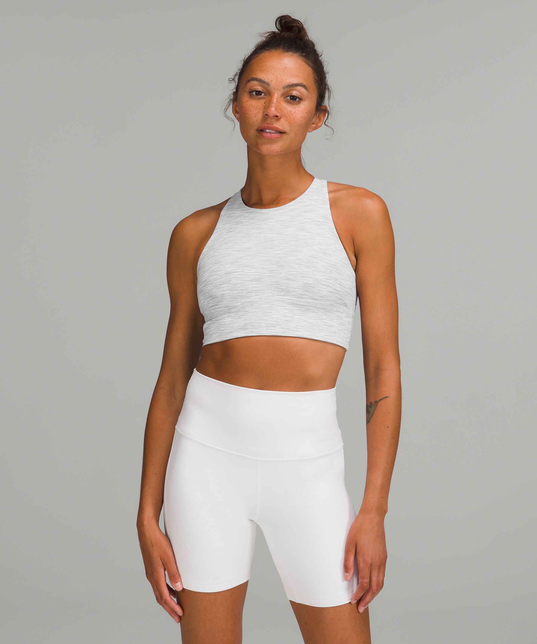 Lululemon Free To Be High-neck Longline Bra - Wild Light Support, A/b Cup  In Wee Are From Space Nimbus Battleship