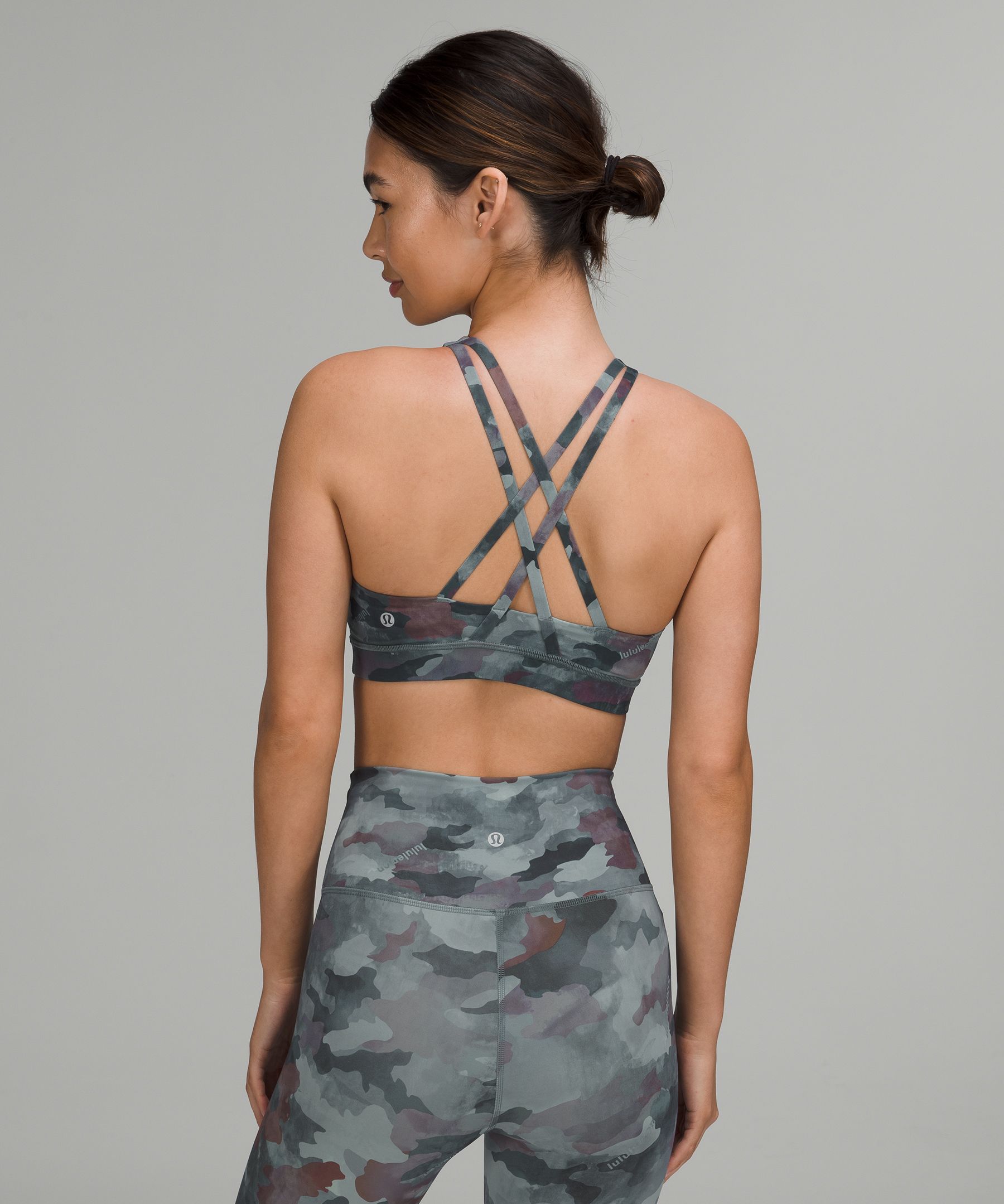 Workout Ready Camo Print Bra in BLACK