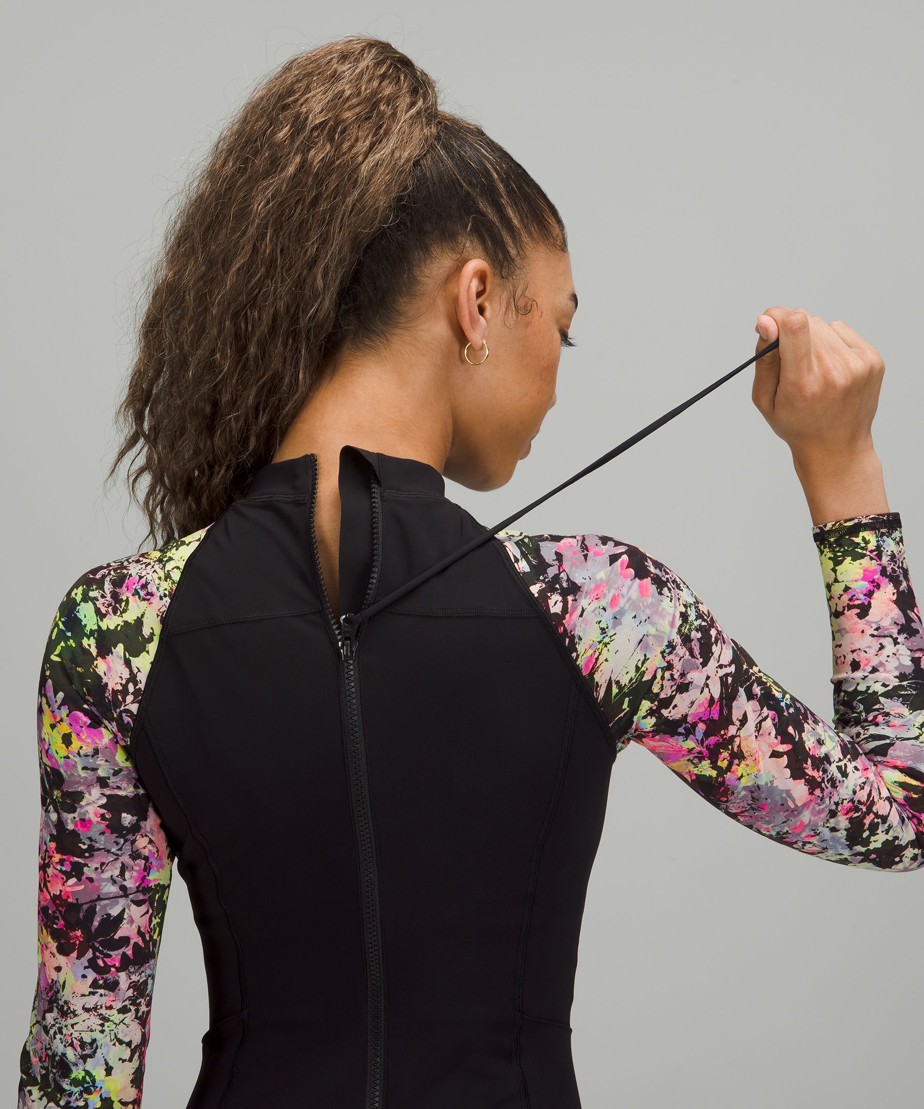 Long-Sleeve Zip-Back Paddle Suit, Swimwear