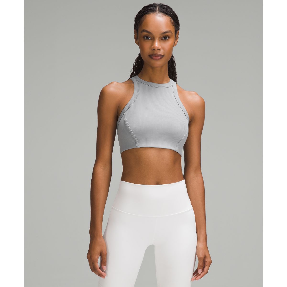 Ribbed Nulu High-Neck Yoga Bra Light Support, B/C Cup