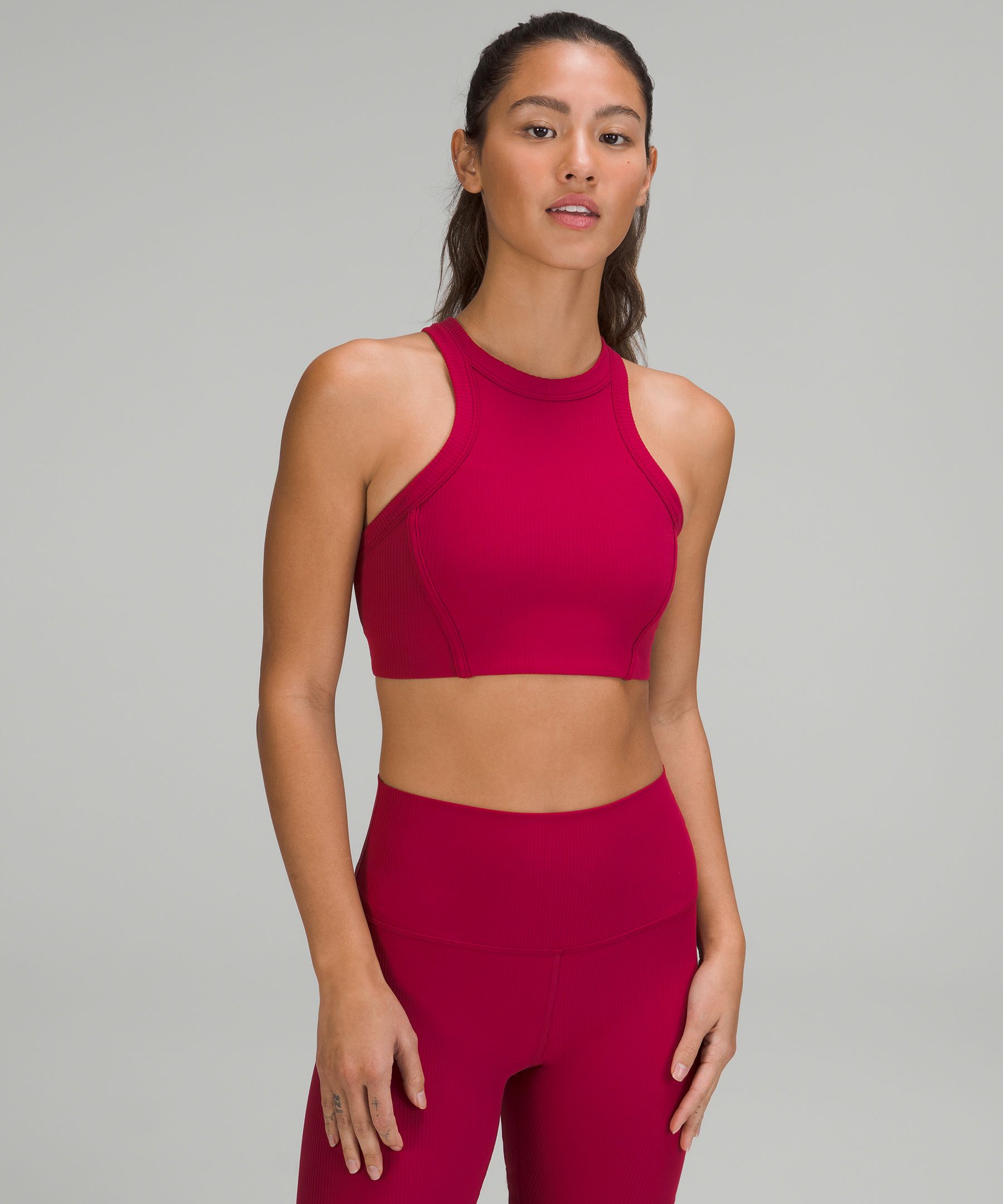Lululemon Ribbed Nulu High-Neck Yoga Bra Brown - $66 New With Tags