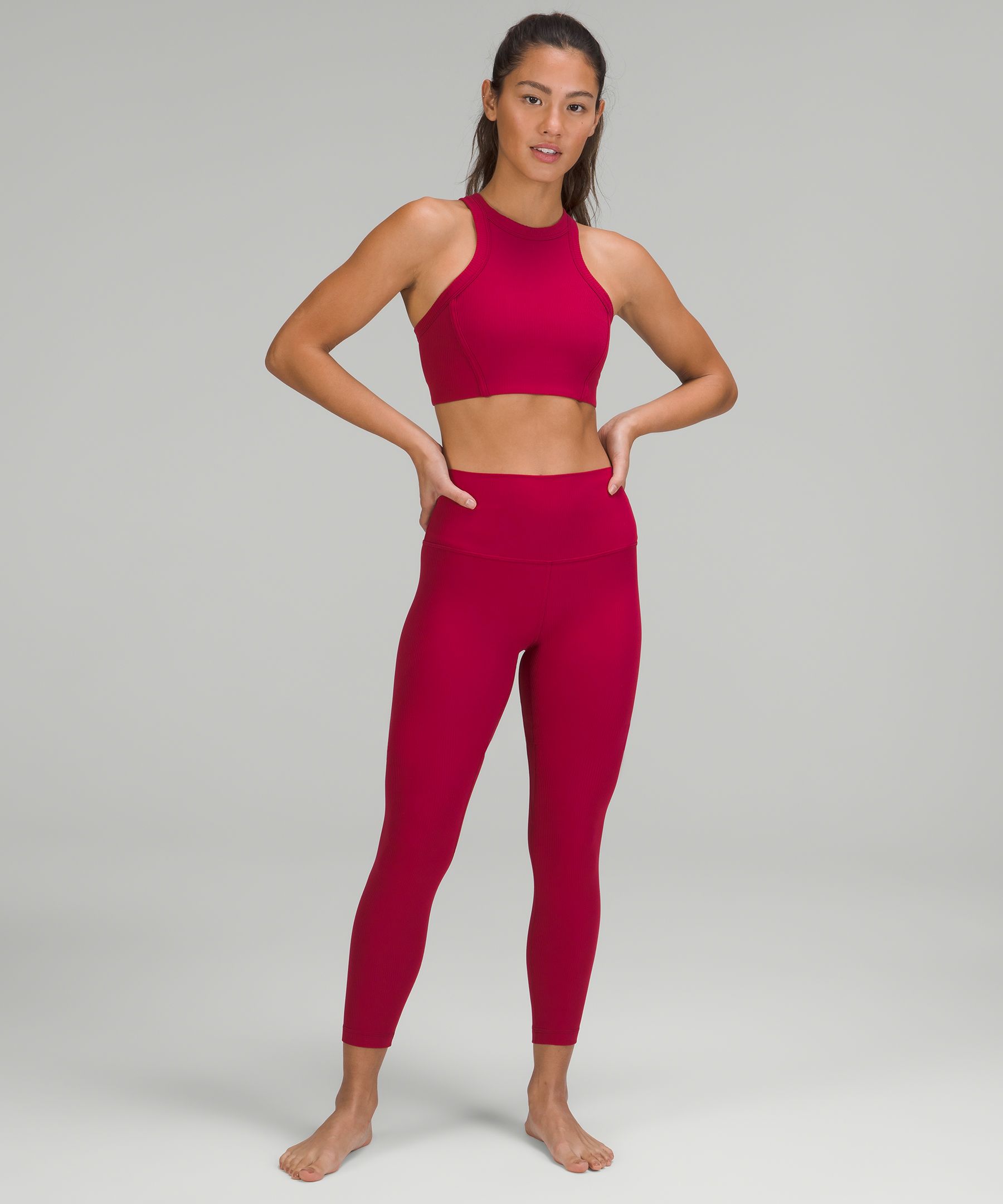 Lululemon Ribbed Nulu High Neck Yoga Bra Size 4 Pink - $27 (60% Off Retail)  - From Hannah