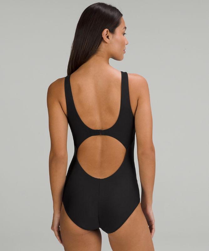 Waterside High-Neck Back-Clasp One-Piece Swimsuit