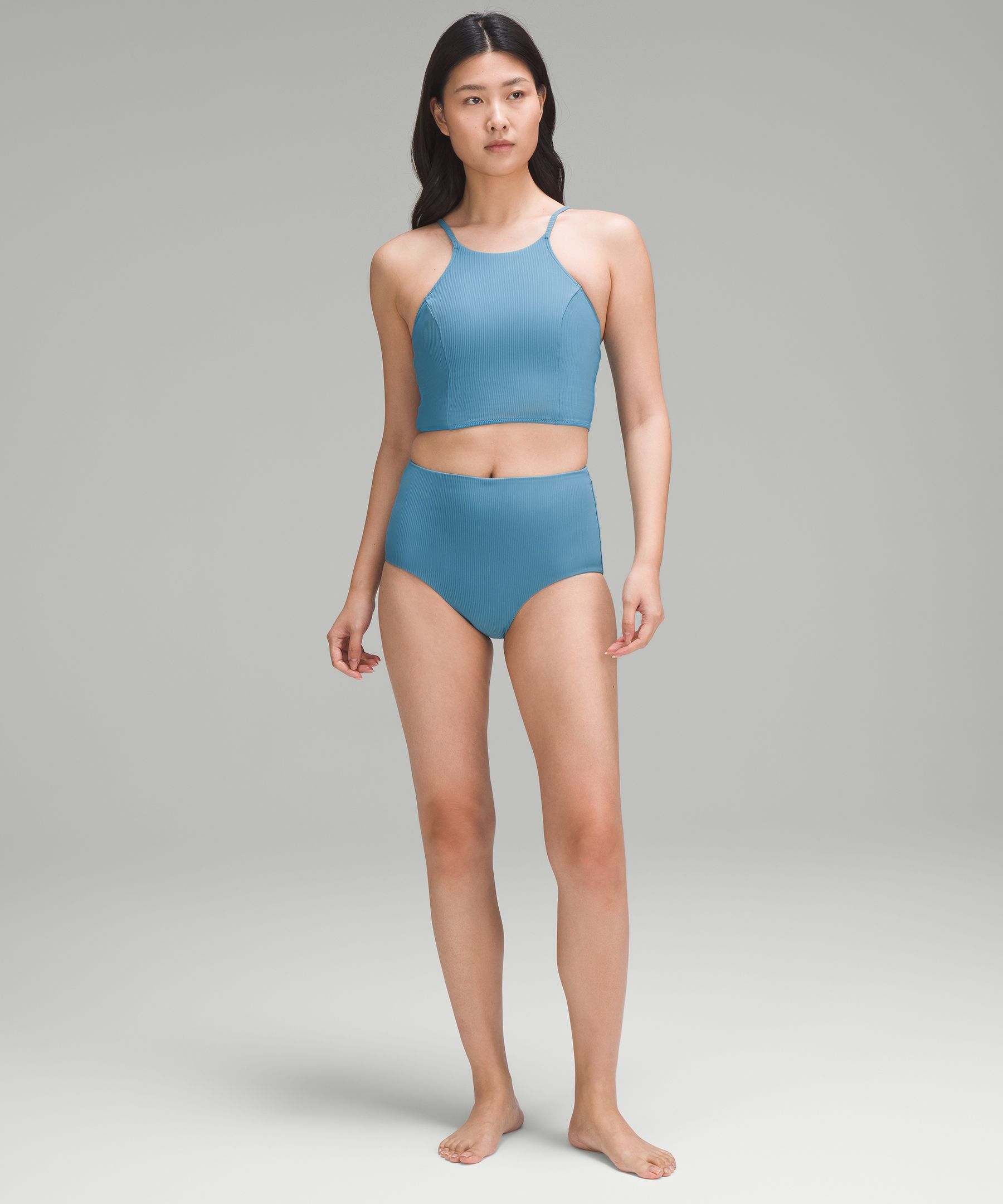 Lululemon athletica Ribbed High-Neck Longline Swim Top *B/C Cup, Women's  Swimsuits