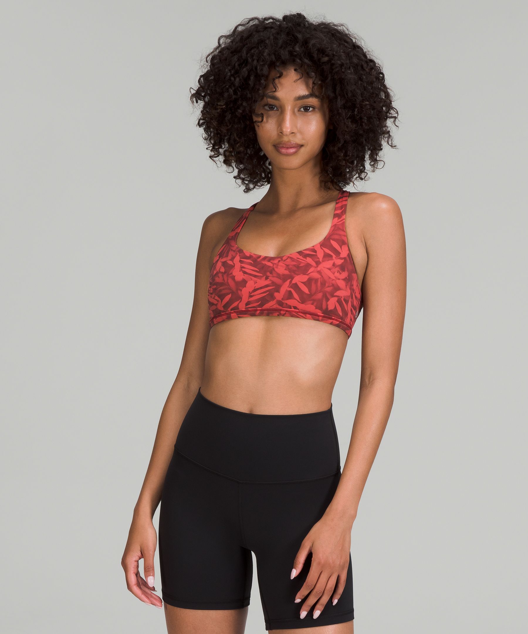 Lululemon Free To Be Bra - Wild Light Support, A/b Cup In Spray Leaf Fireside Red