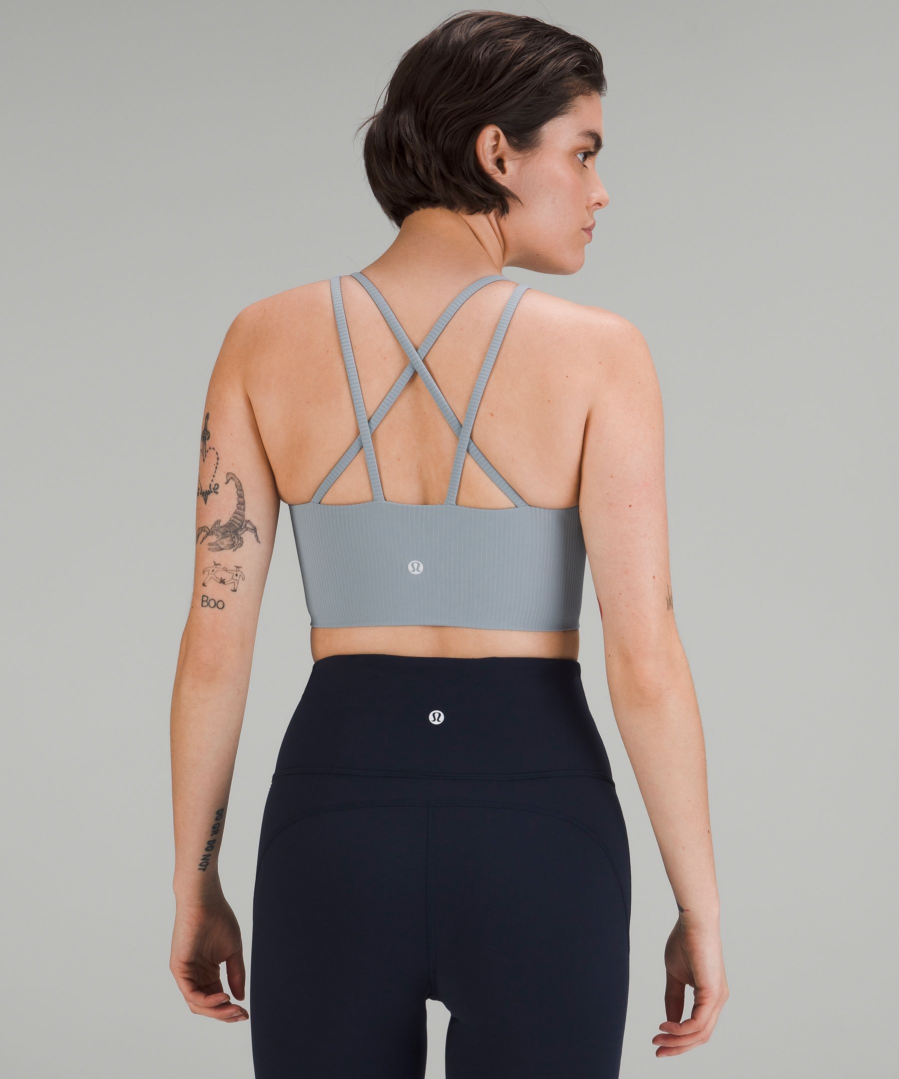 lululemon athletica, Intimates & Sleepwear, Lululemon Free To Be Bra 6  Ink Blue With Grey Straps