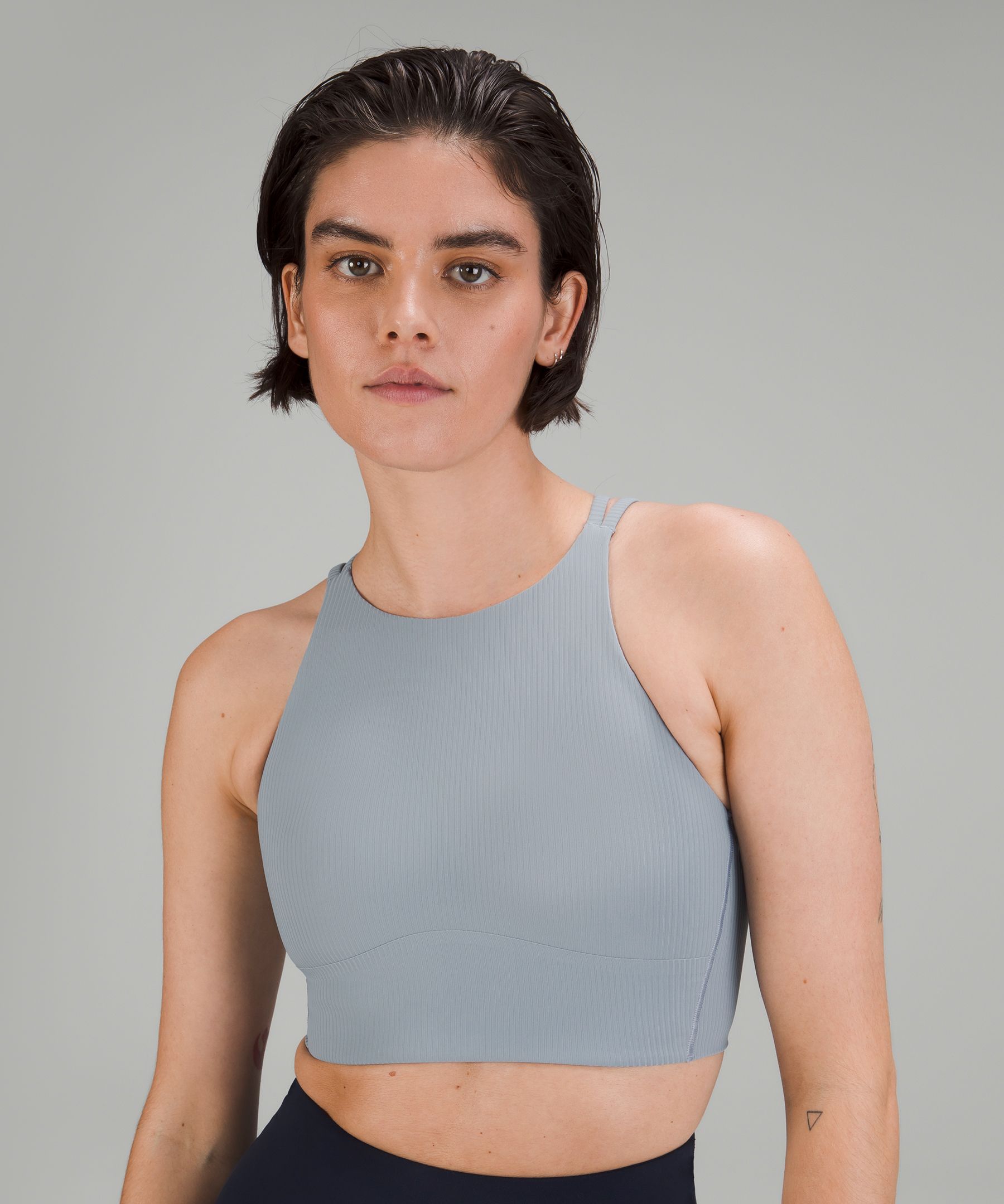 Lululemon Like a Cloud High-Neck Longline Bra *Light Support, B/C Cup -  Seal Grey - lulu fanatics