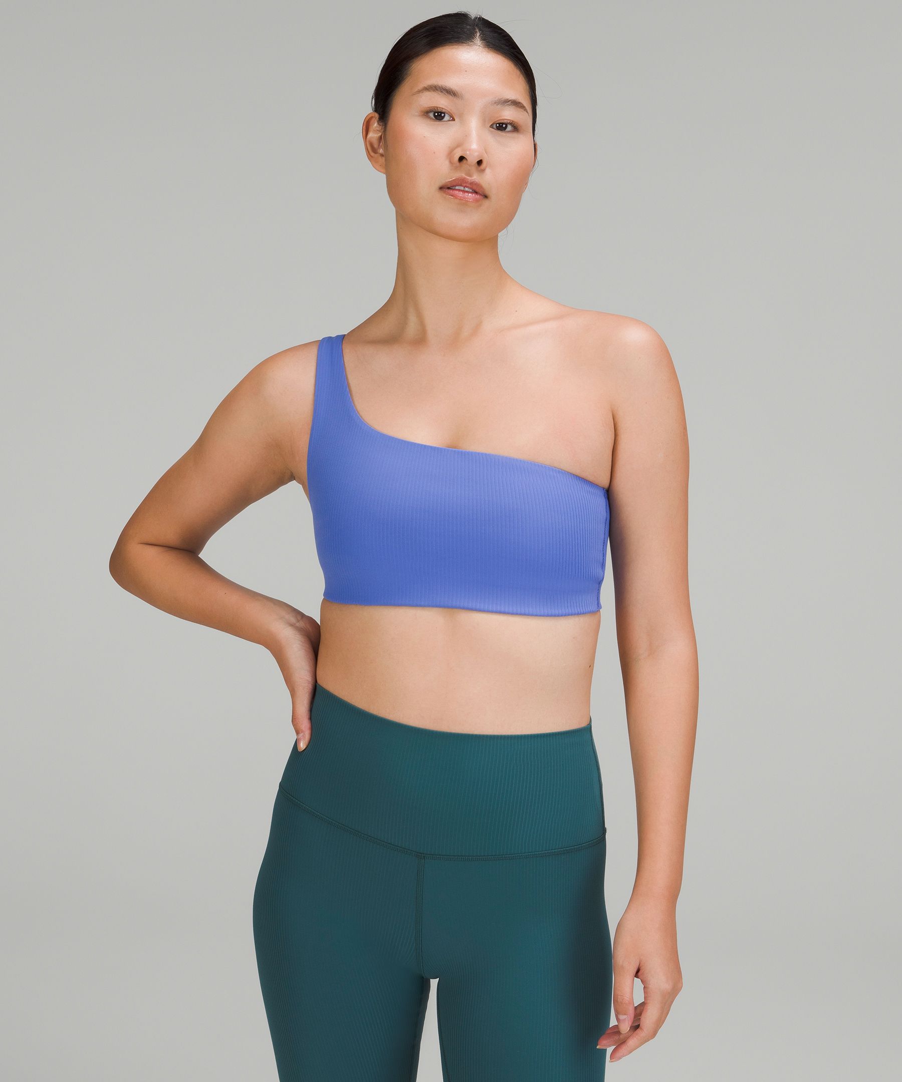 Custom Logo Ribbed Asymmetrical Yoga Bra Light Support Buttery