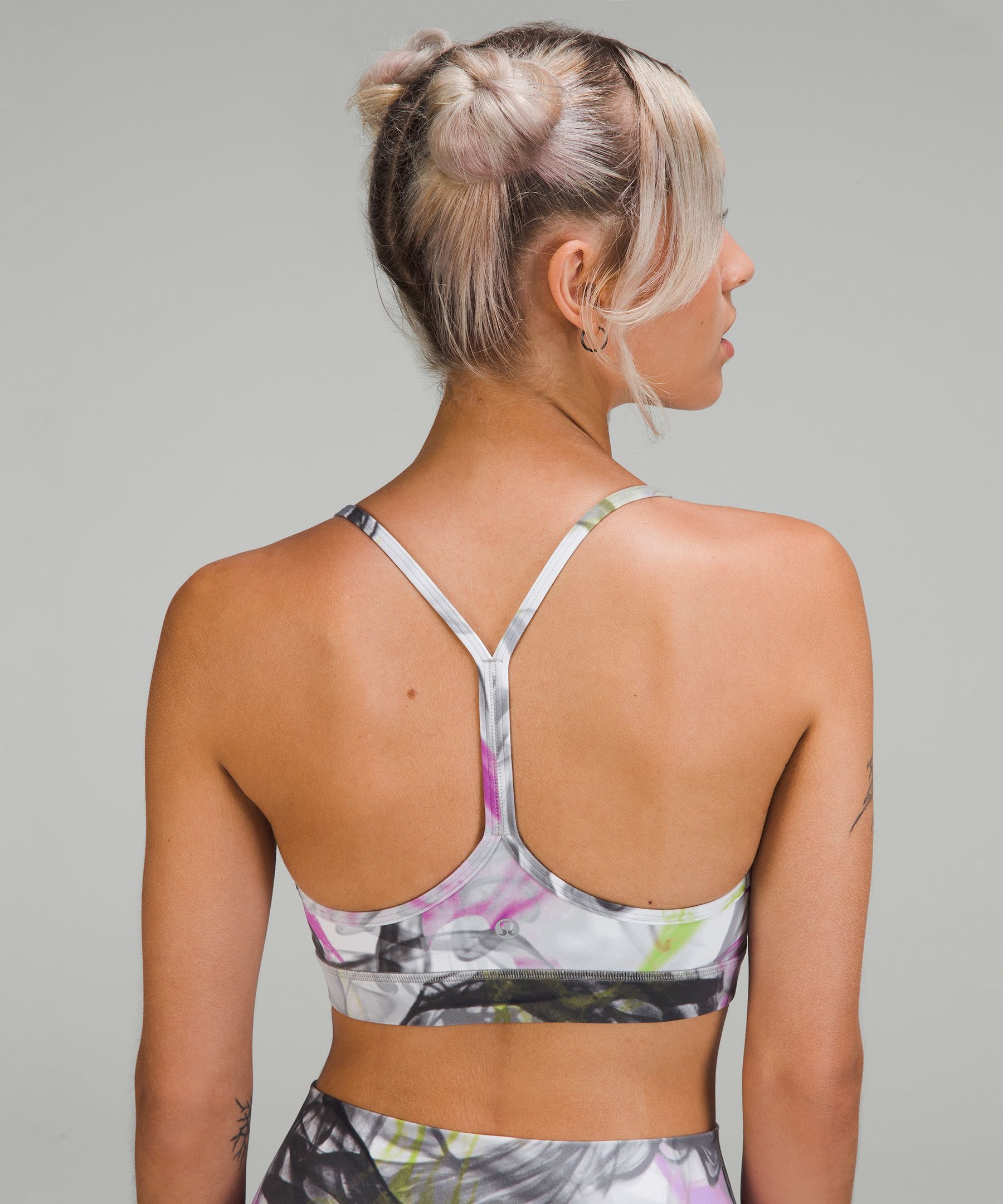 Lululemon Flow Y Bra Nulu*light Support, B/c Cup In Formation Camo