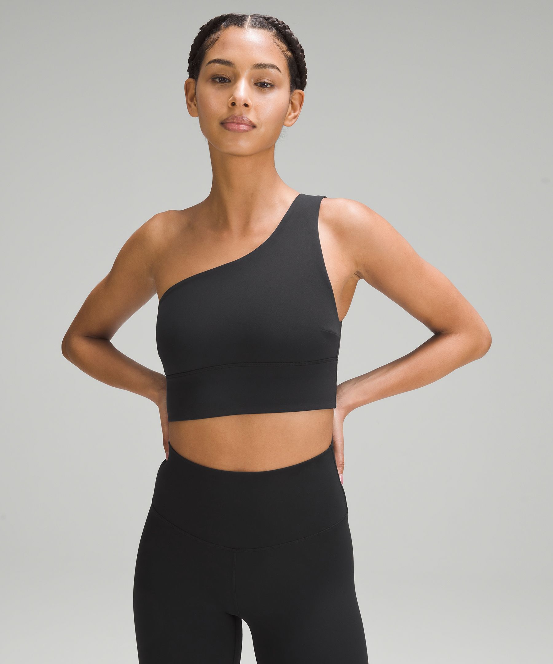 Lululemon Womens Black Align Asymmetric-shoulder Stretch-woven Bra